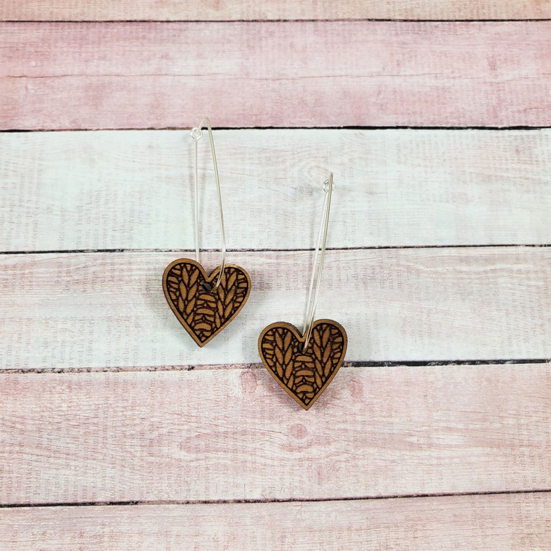 Katrinkles Knit Jewelry - Heart Earrings - Zoom Image
