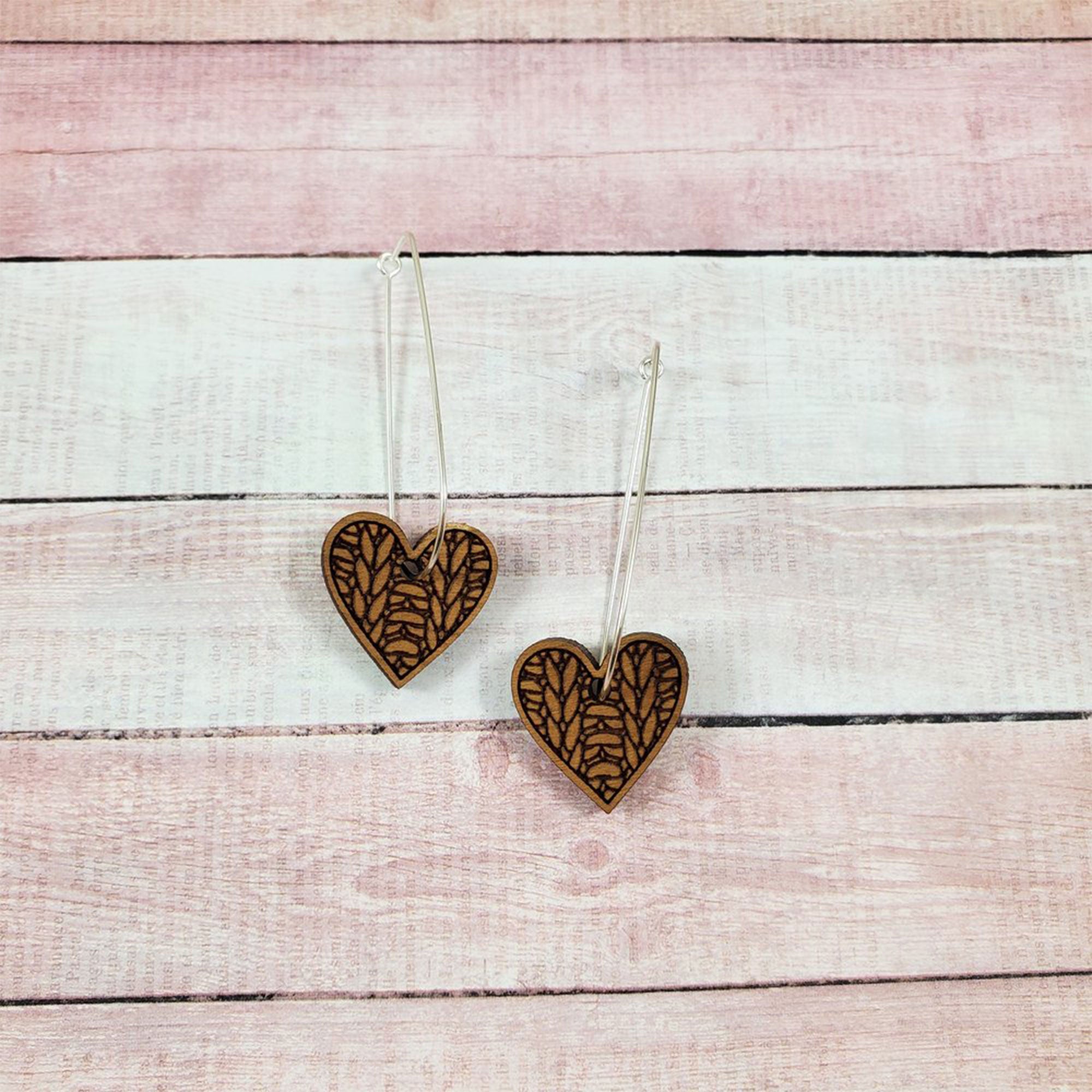 Katrinkles Knit Jewelry - Heart Earrings - Zoom Image