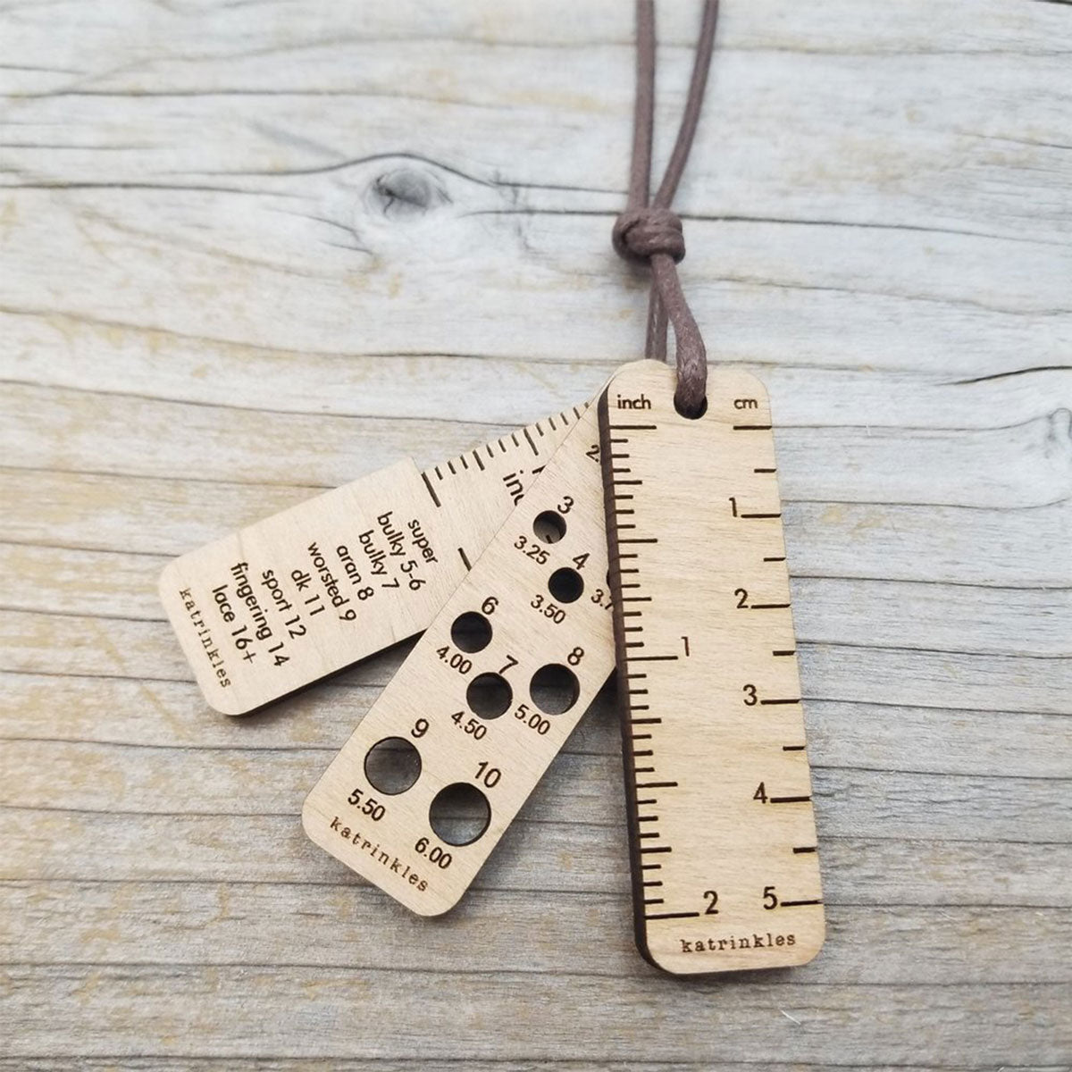 Katrinkles Knit Jewelry - Tiny Tool Pendant Necklace- Brown - Extra Image
