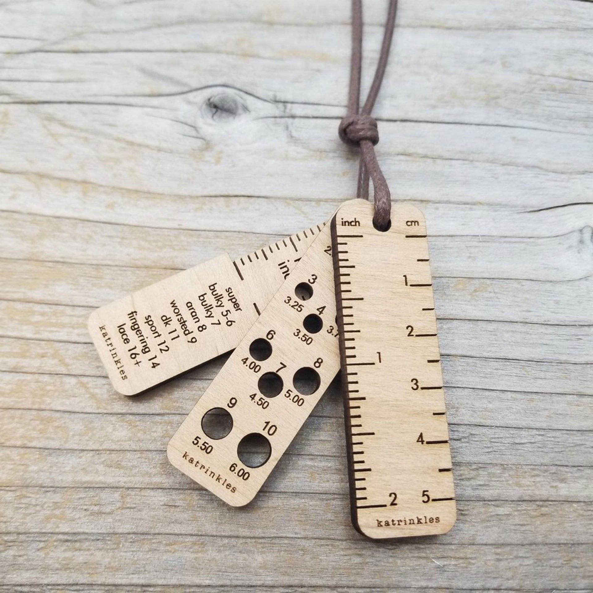 Katrinkles Knit Jewelry - Tiny Tool Pendant Necklace- Brown - Zoom Image

