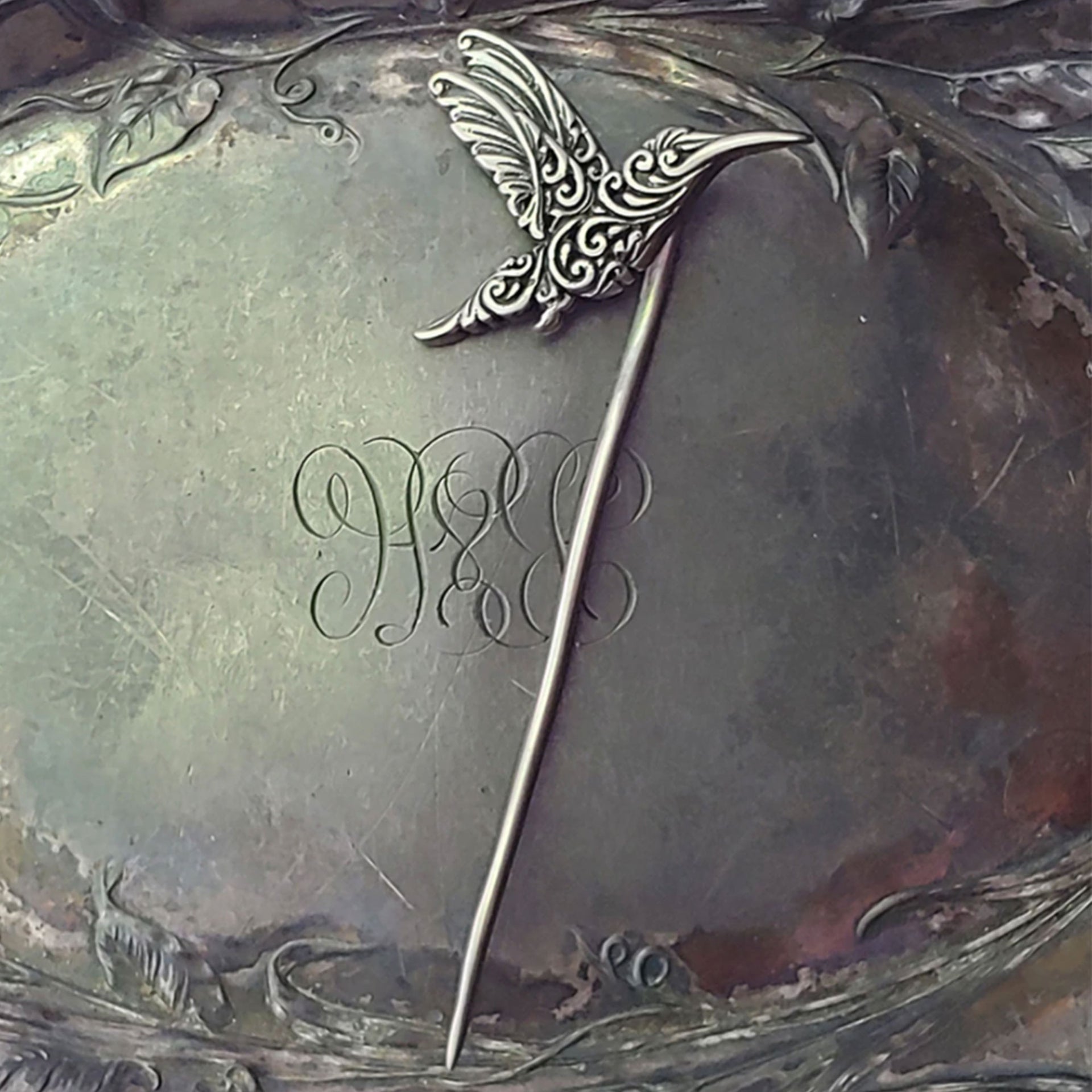 JUL Shawl Pins and Sticks - Filigree Hummingbird Shawl Stick - Zoom Image
