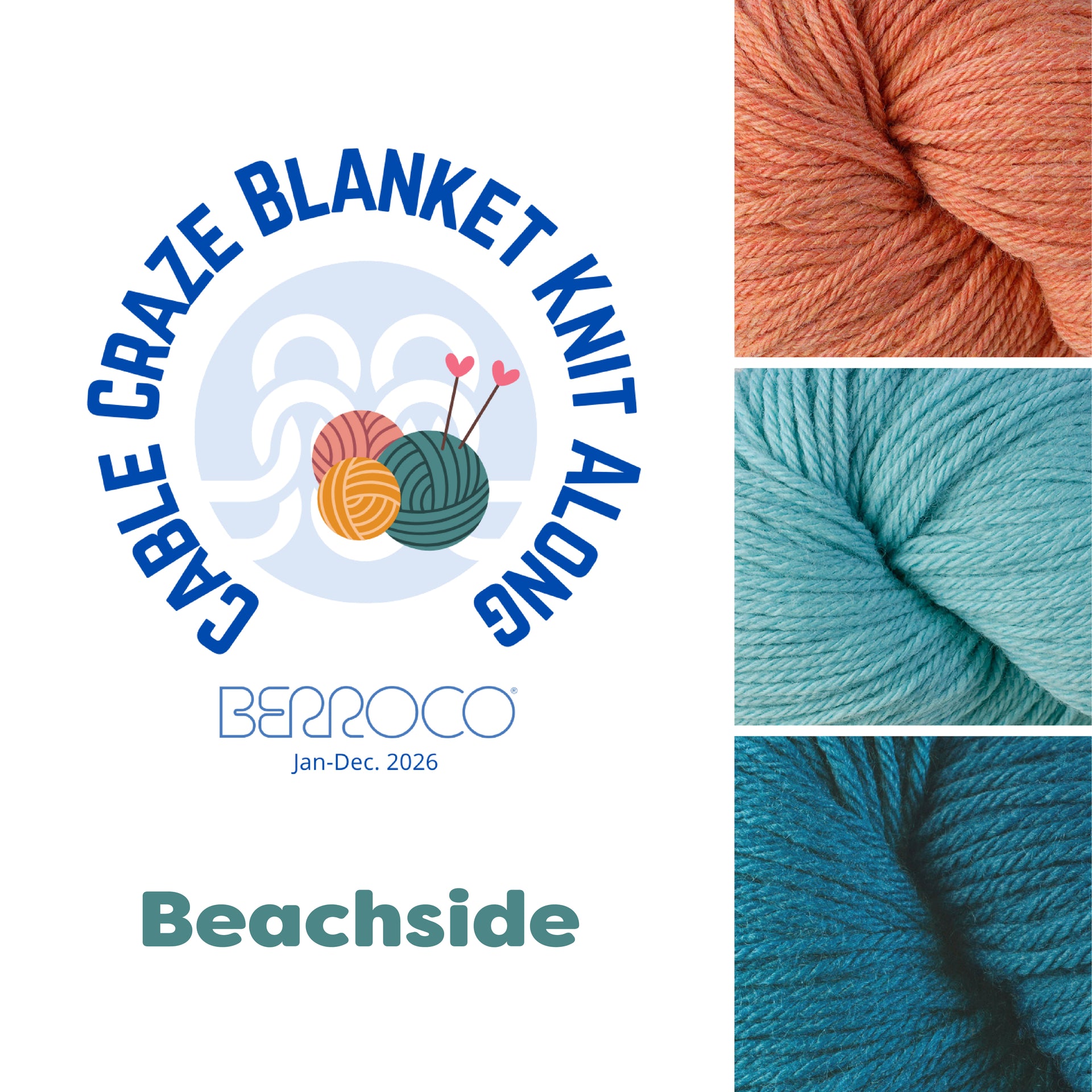 Berroco Cable Craze Blanket Knit-Along Kit - Beachside
