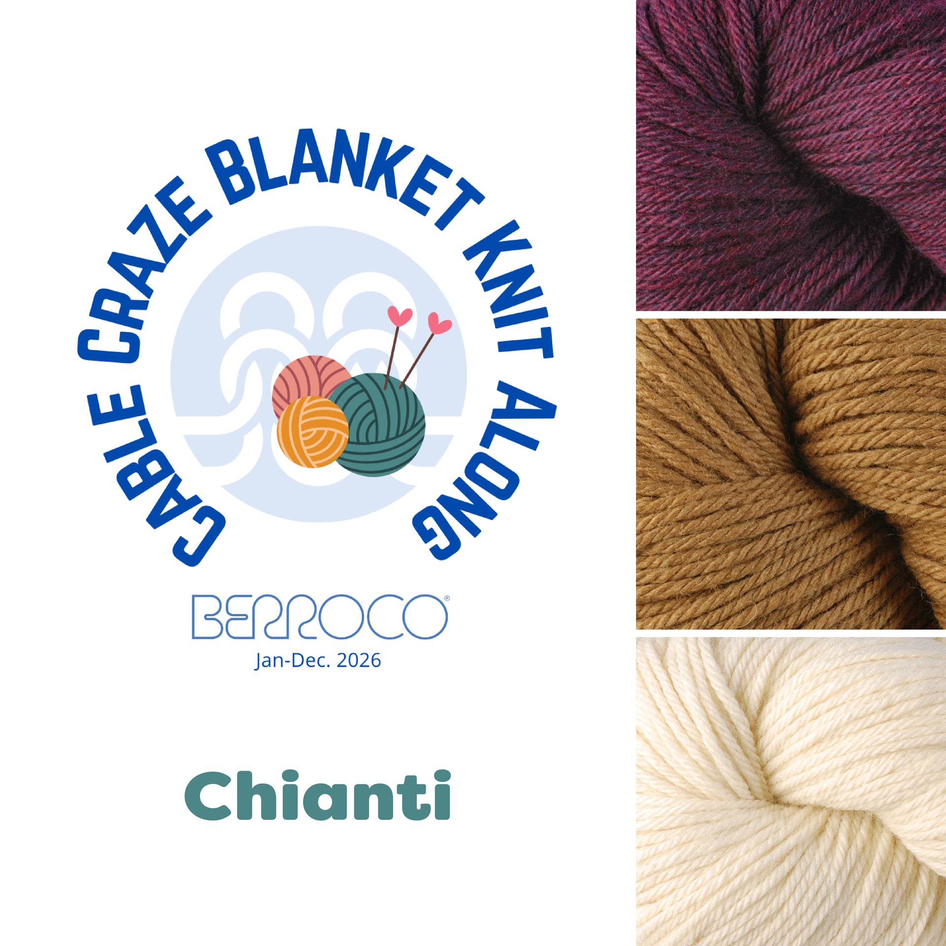 Berroco Cable Craze Blanket Knit-Along Kit - Chianti
