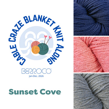 Berroco Cable Craze Blanket Knit-Along Kit - Sunset Cove