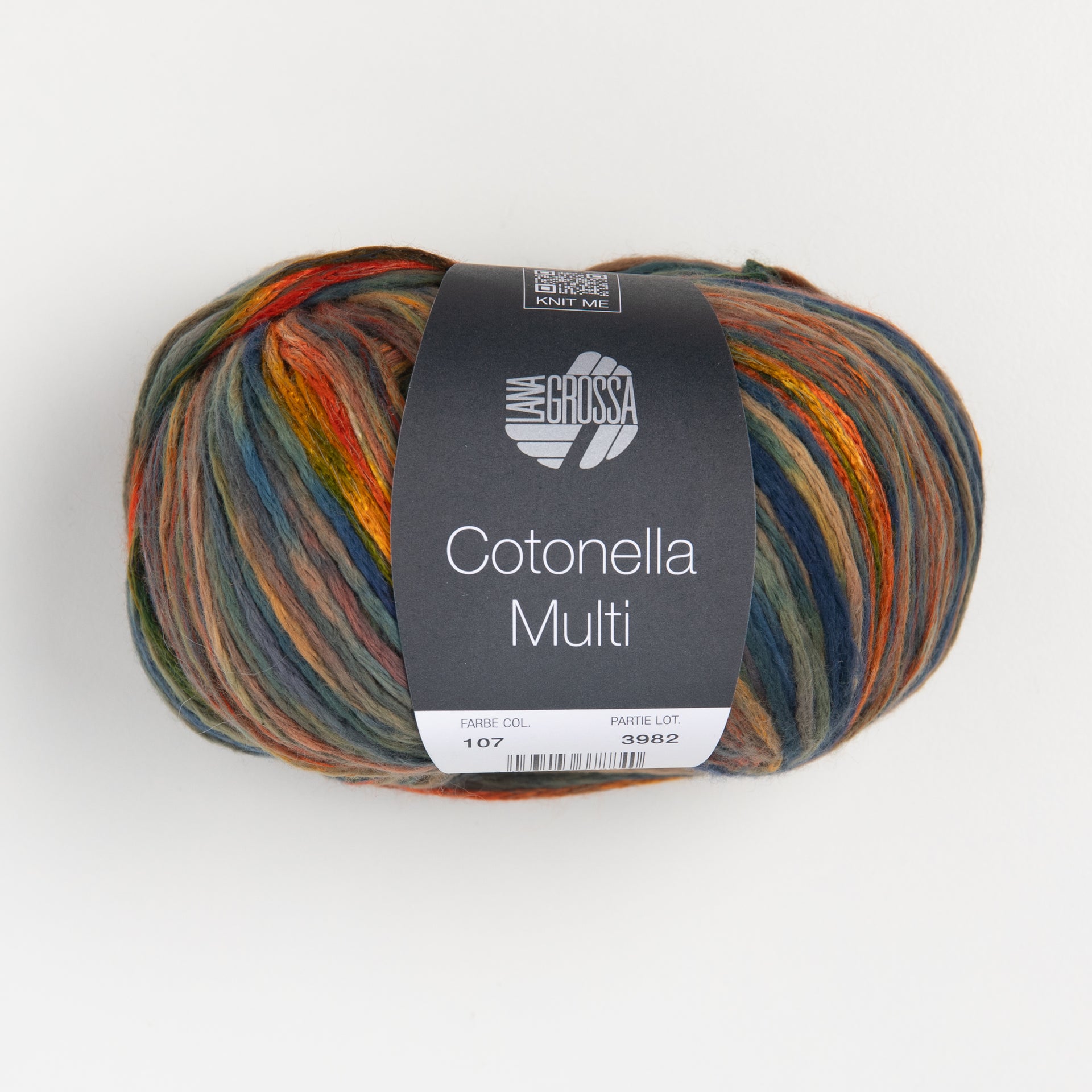 Lana Grossa Cotonella Multi - 107 Olive/Black-Green/Yellow/Orange

