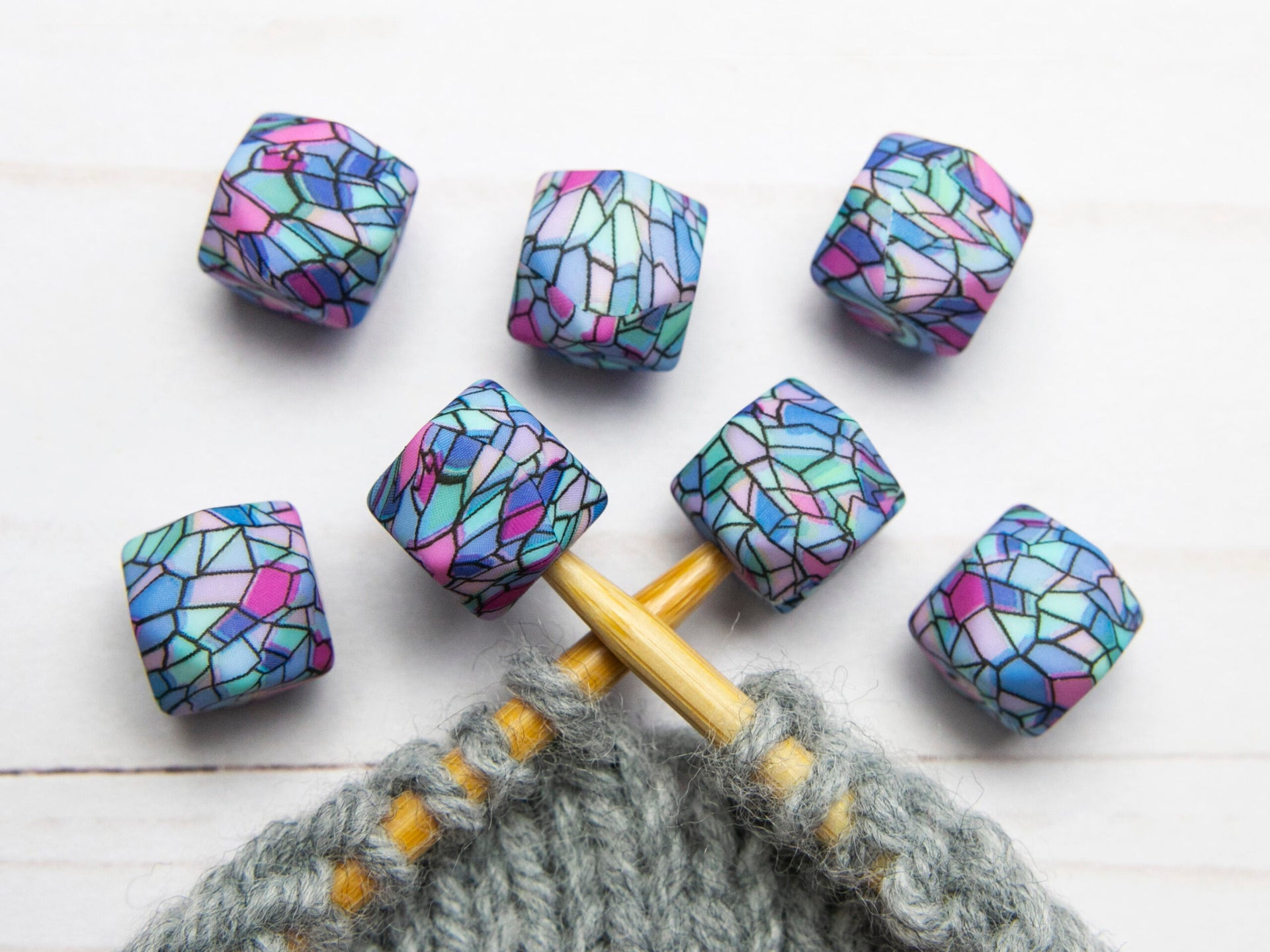 Fox & Pine Stitches Stitch Stoppers/Point Protector - Stained Glass Hexagon
