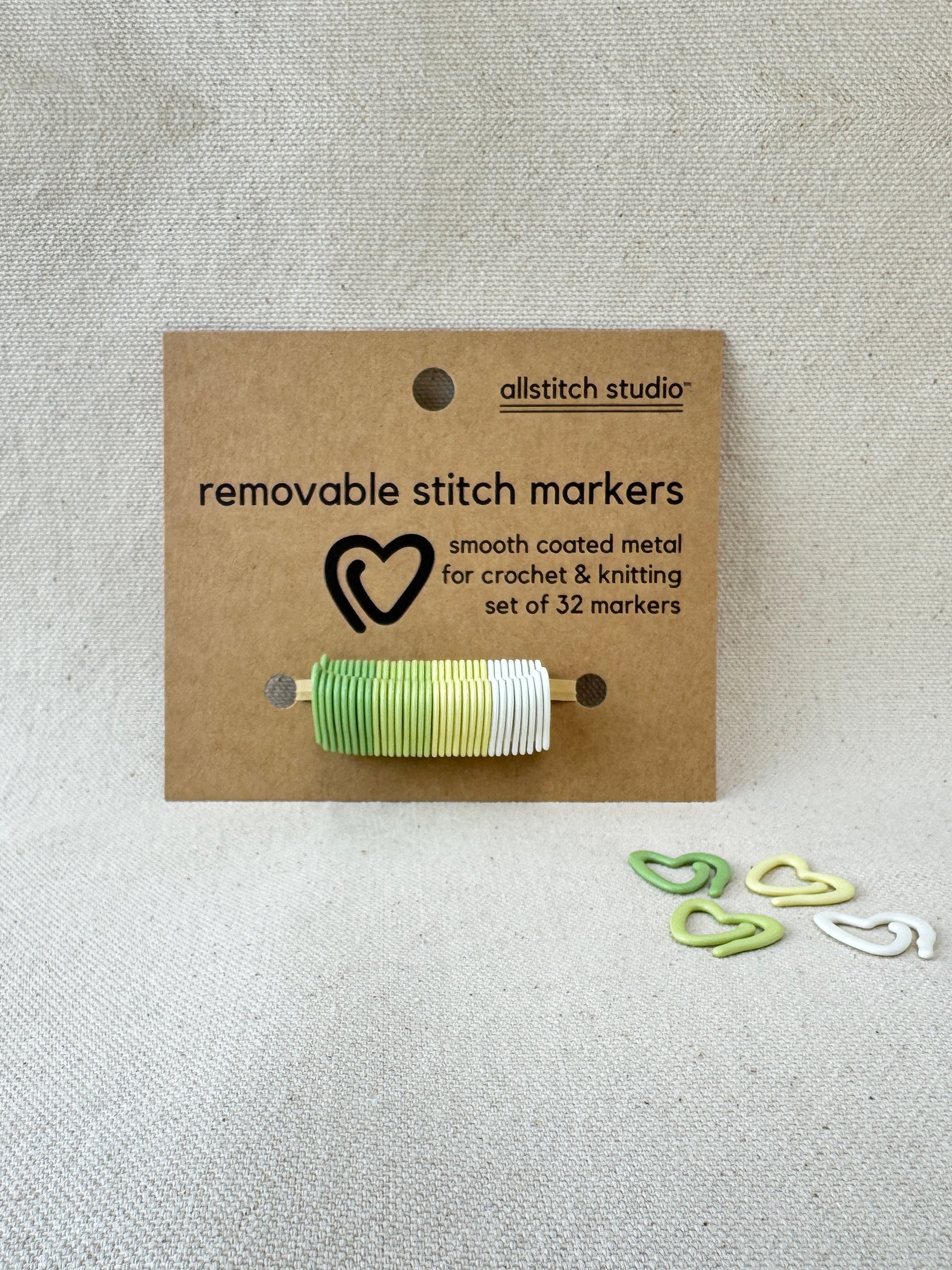 Allstitch Studio Removeable Stitch Markers - Green Hearts
