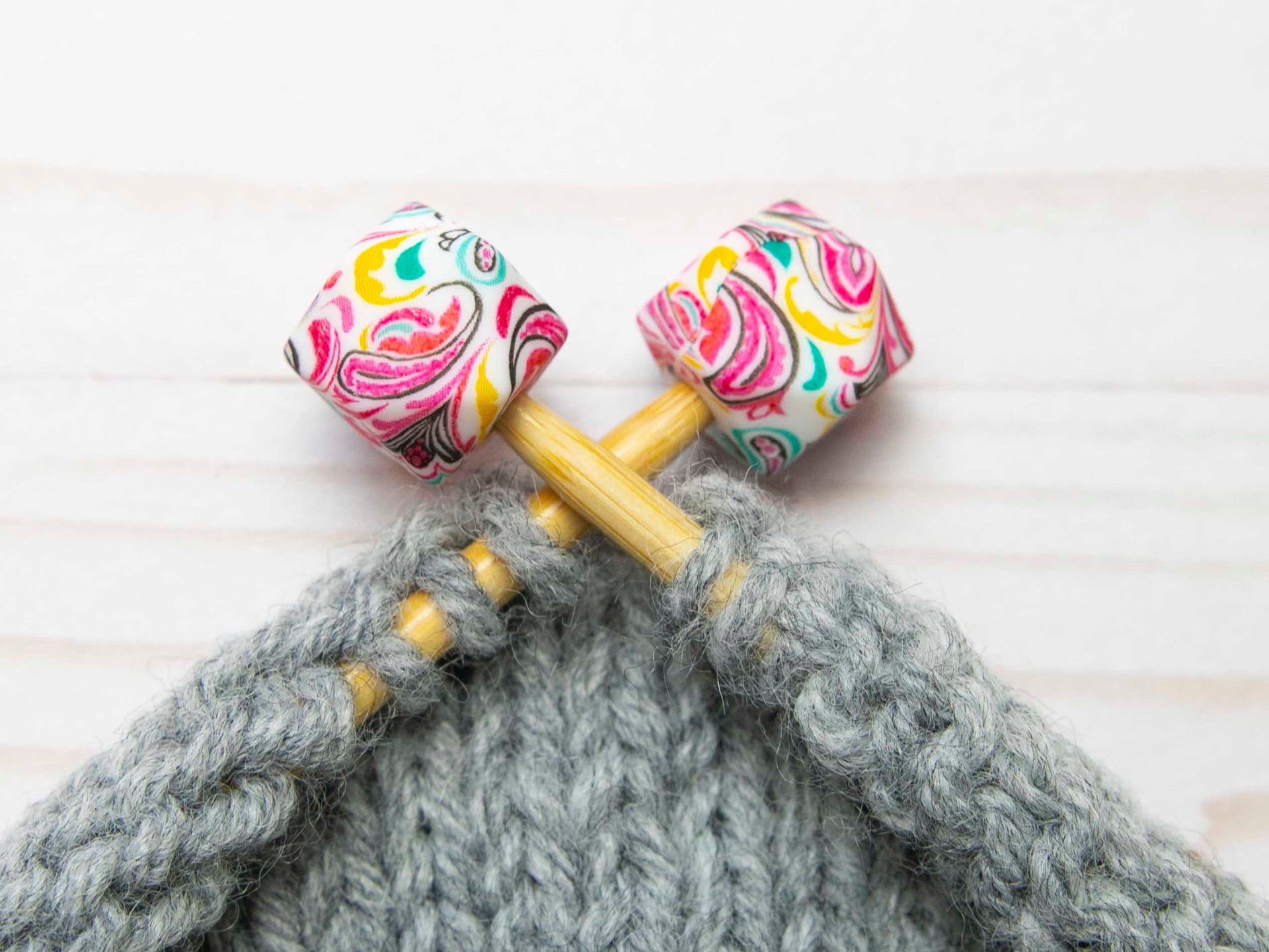 Fox & Pine Stitches Stitch Stoppers/ Point Protector - *Small Hole* Pink Paisley Hexagon
