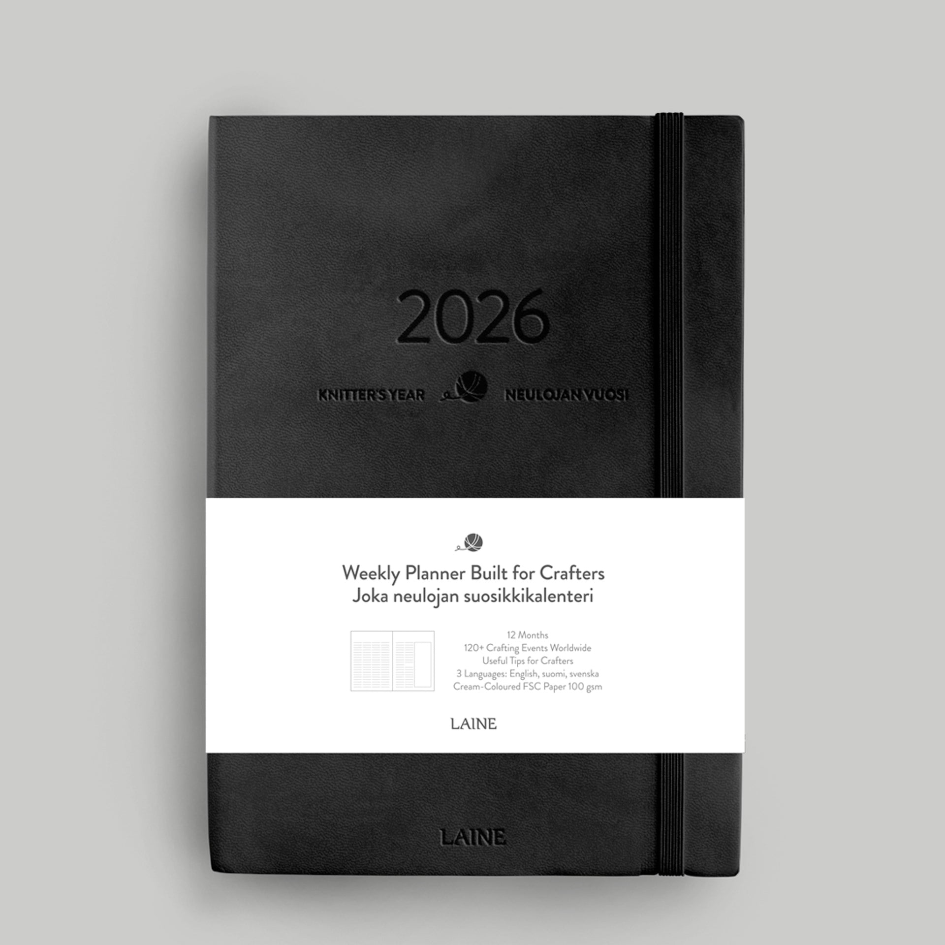 Laine Magazine Laine Yearly Planners - Knitter's Year 2026 Calendar - Black
