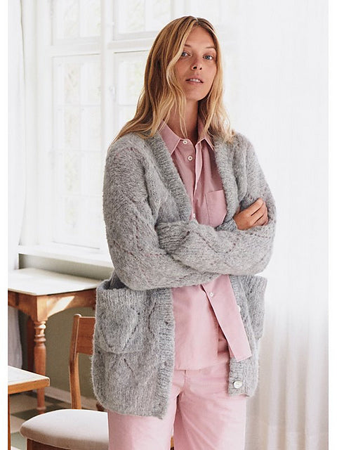 Lana Grossa Nordic Knits 2 Patterns - 01 Diamond Lace Cardigan PDF
