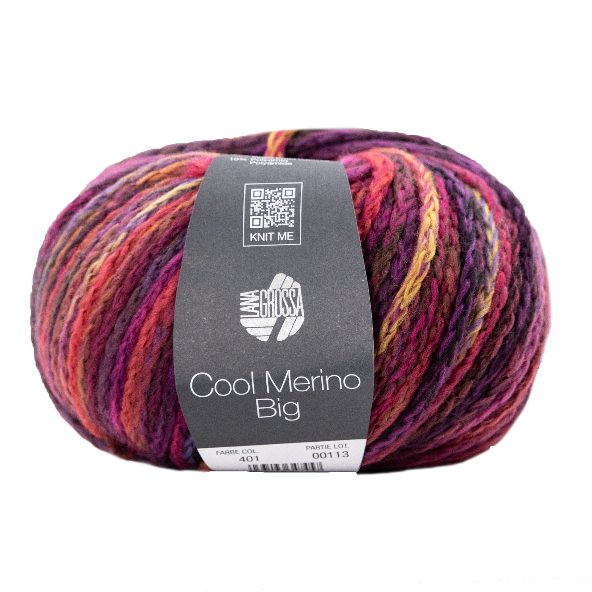 Lana Grossa Cool Merino Big Color Yarn - 401 Black Red/Violet/Pinks/Red/Yellow Green
