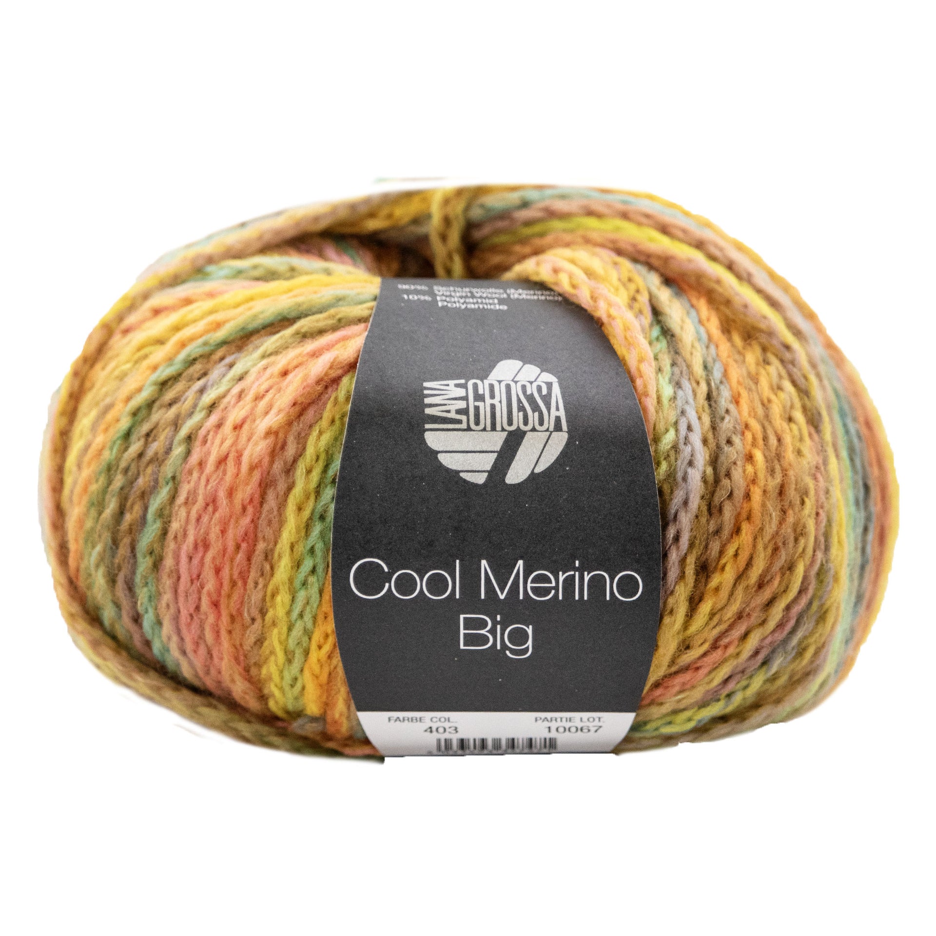 Lana Grossa Cool Merino Big Color Yarn - 403 Golden Yellow/Ochre/Lime/Salmon/Khaki
