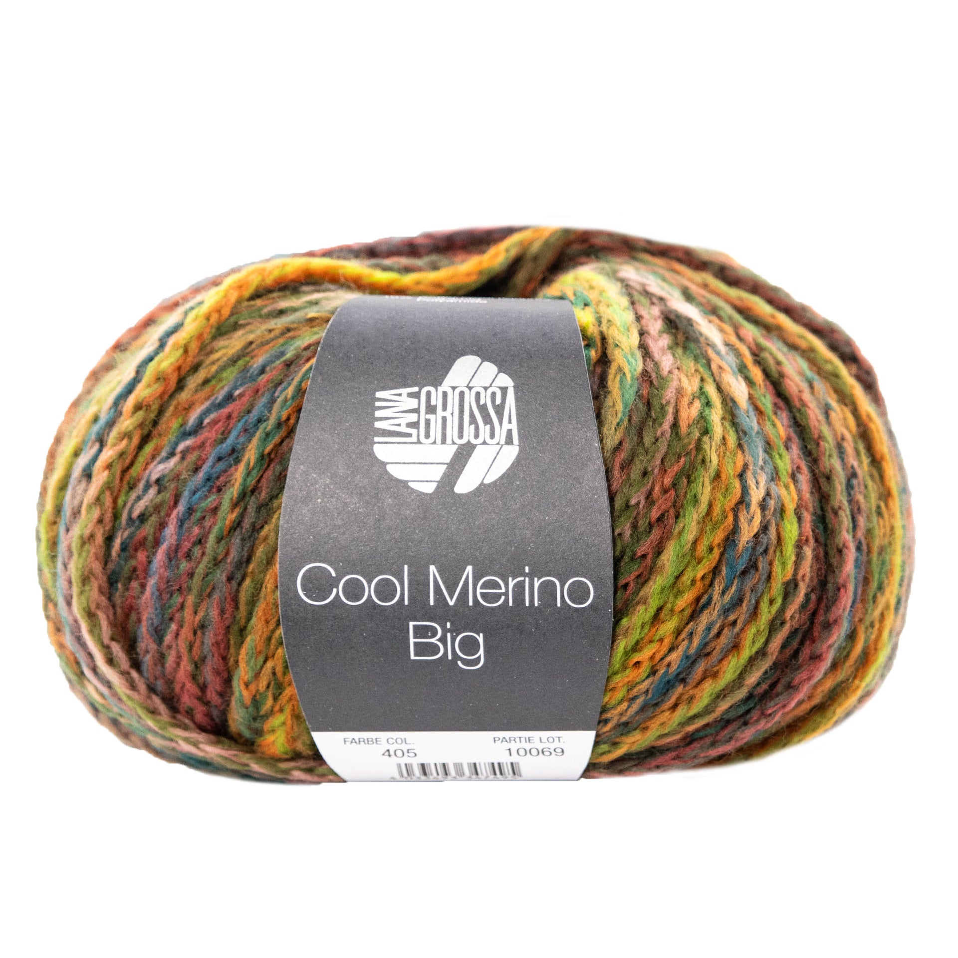 Lana Grossa Cool Merino Big Color Yarn - 405 Olive/Rust/Beige/Lime/Pink/Red/Green
