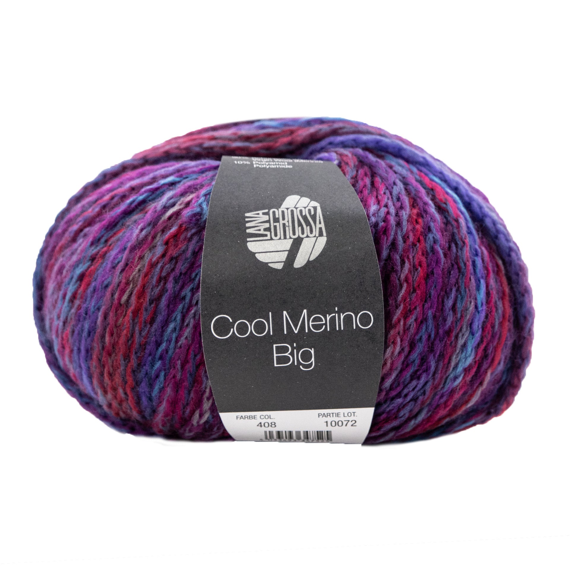 Lana Grossa Cool Merino Big Color Yarn - 408 Fuchsia/Violet/Light Grey/Blues
