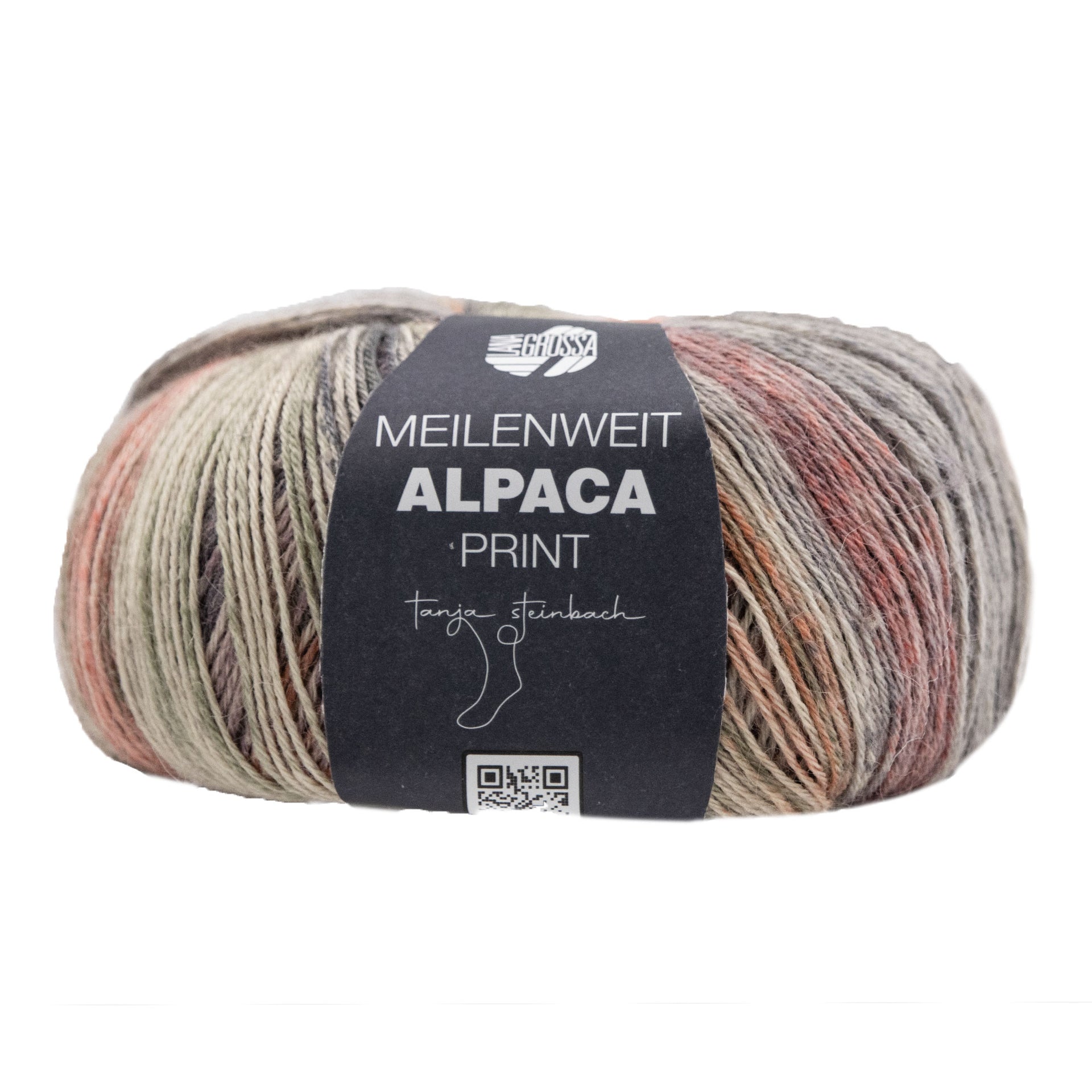 Lana Grossa Meilenweit Alpaca Yarn - 2105 Greys/Ecru/Light Red/Berry/Taupe
