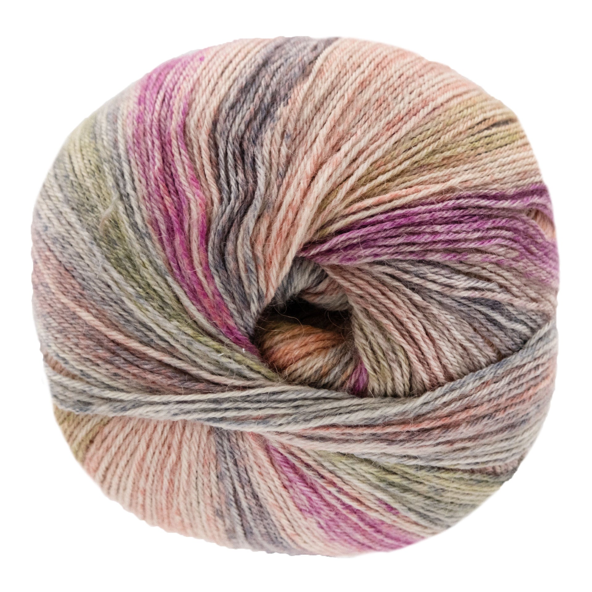 Lana Grossa Meilenweit Alpaca Yarn - 2106 Wine/Ecru/Khaki/Greys/Olive/Orange
