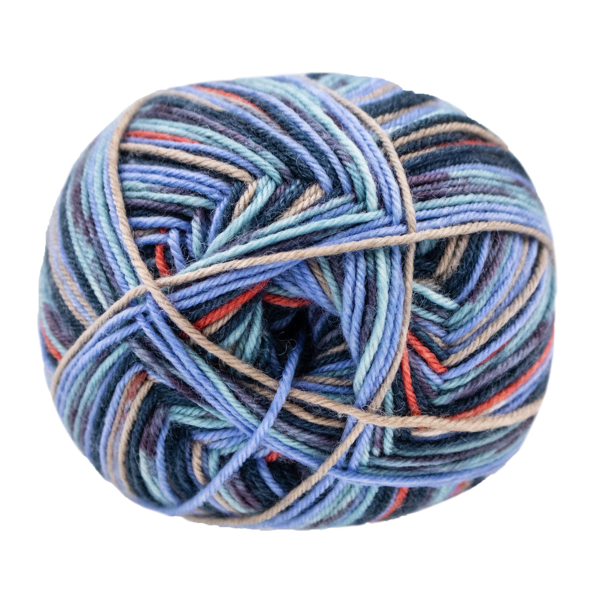 Lana Grossa Meilenweit 100 Merino Extrafine Soft Yarn - 4461 Dark Petrol/Sky Blue/Terracotta/Taupe/Sea Green
