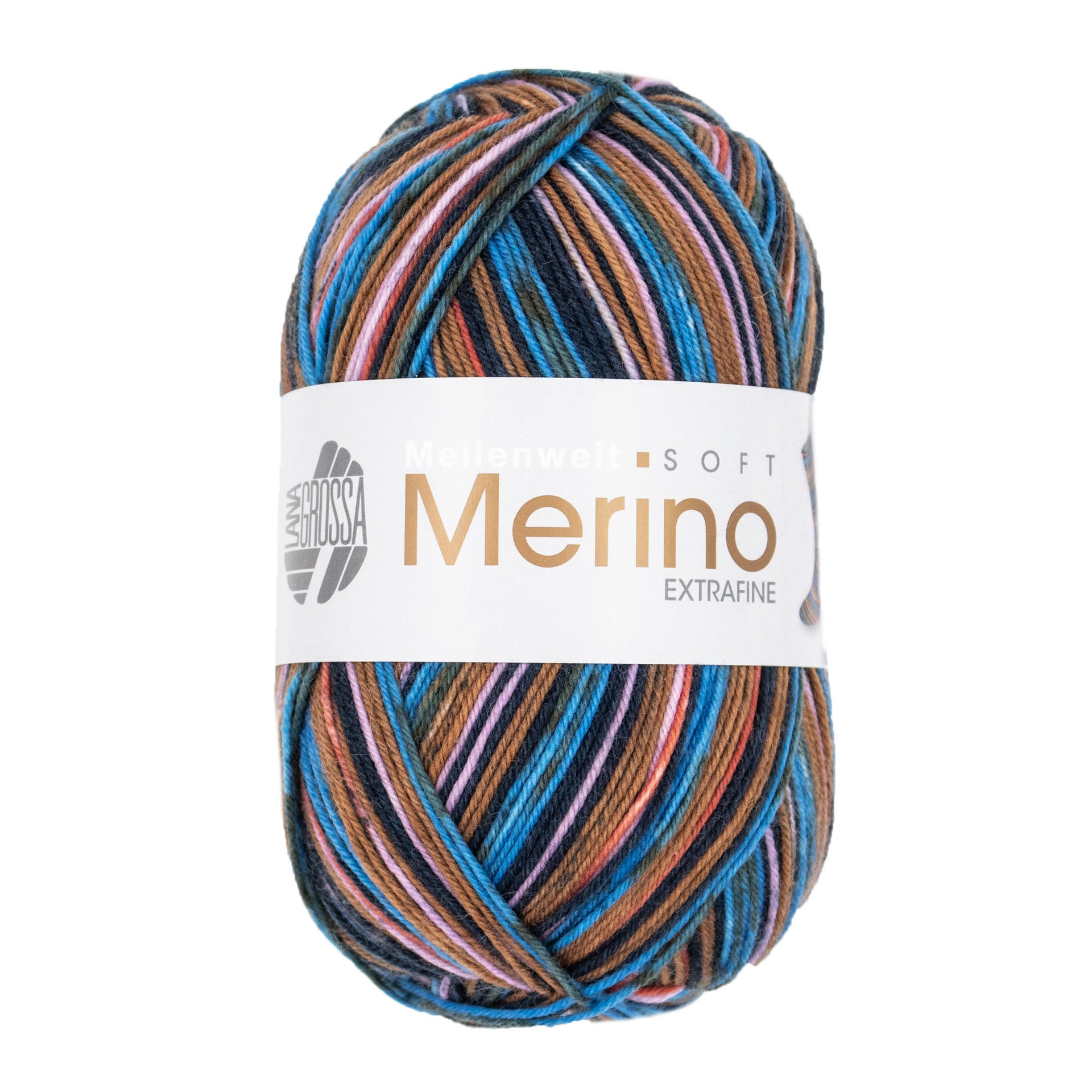 Lana Grossa Meilenweit 100 Merino Extrafine Soft Yarn - 4465 Turquoise/Azure/Moss/Petrol/Pink/Ochre/Red
