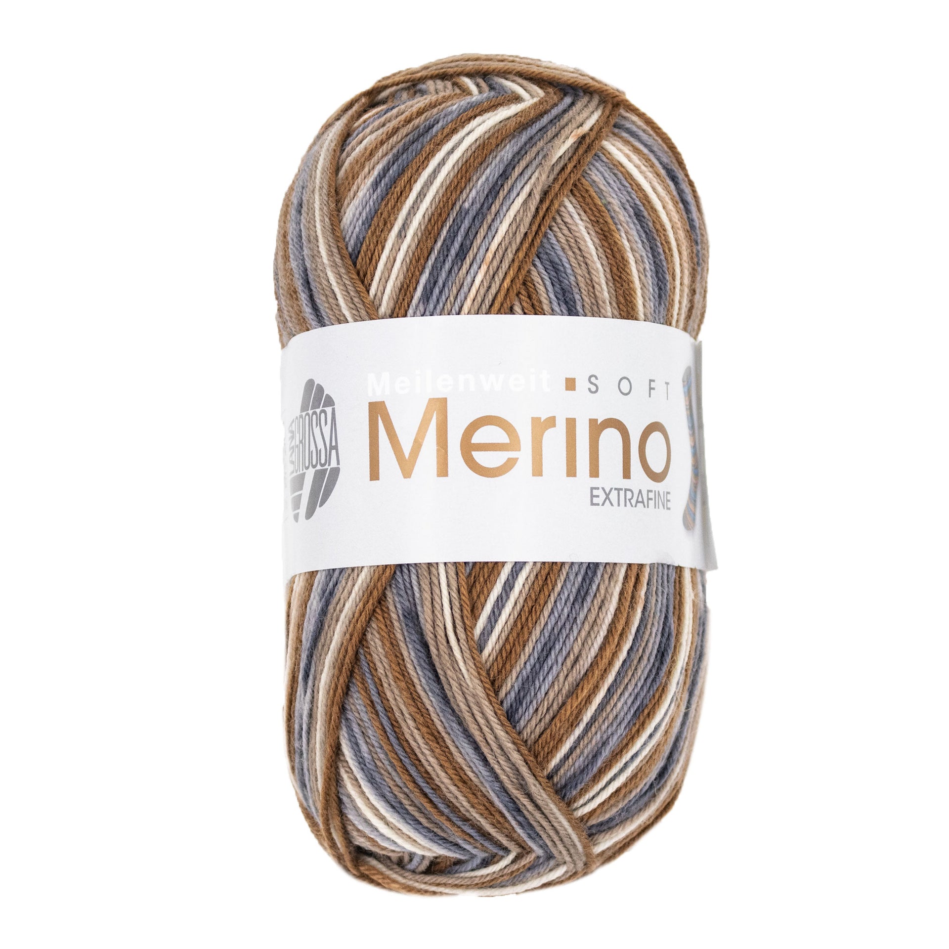 Lana Grossa Meilenweit 100 Merino Extrafine Soft Yarn - 4467 Graphite/Taupe/Dark Grey/Natural/Brown
