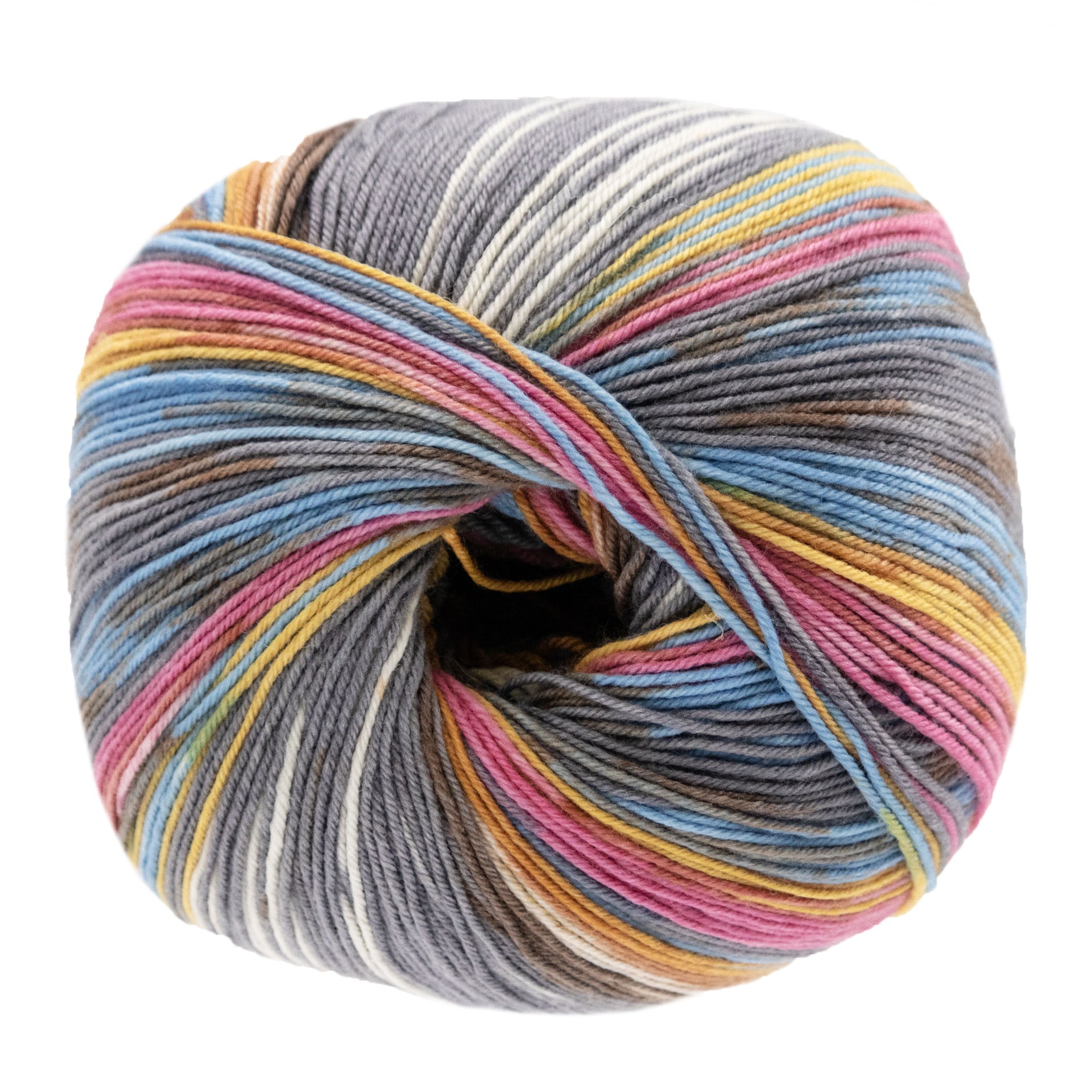 Lana Grossa Meilenweit 100 Seta Fiore Yarn - 3363 Grey Brown/Blue/Mustard/Rust/Pink/White/Ochre/Grey

