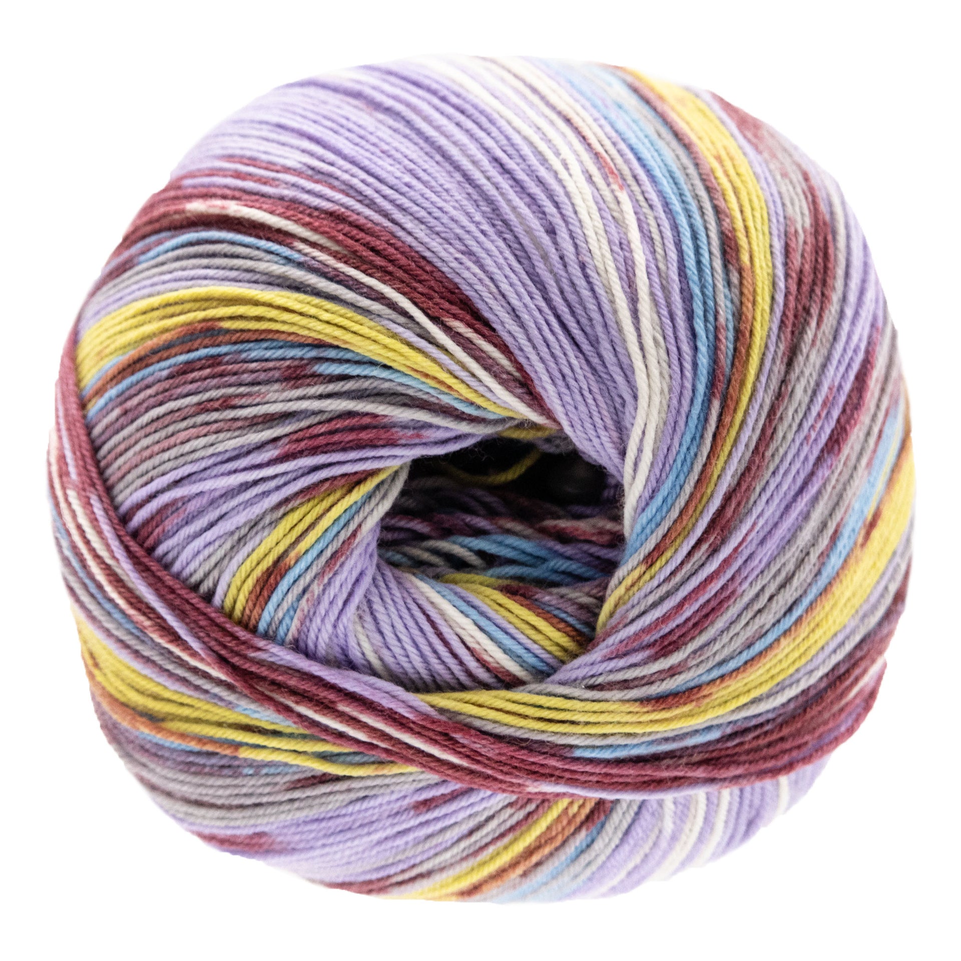 Lana Grossa Meilenweit 100 Seta Fiore Yarn - 3366 Lilac/White/Taupe/Light Blue/Burgundy/Mustard
