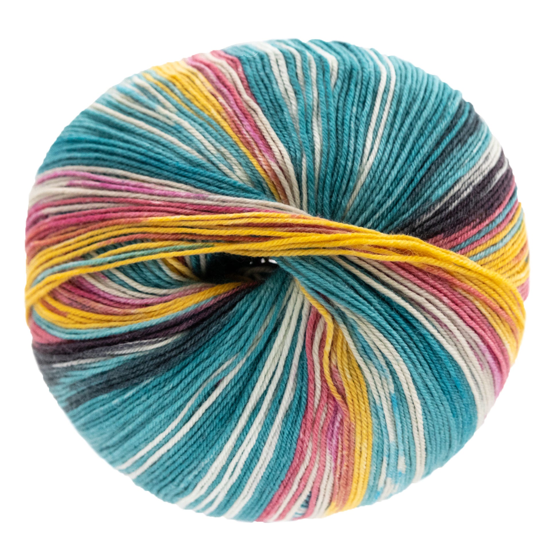 Lana Grossa Meilenweit 100 Seta Fiore Yarn - 3372 Opal Green/White/Yellow/Rose/Pink/Dark Green/Grey
