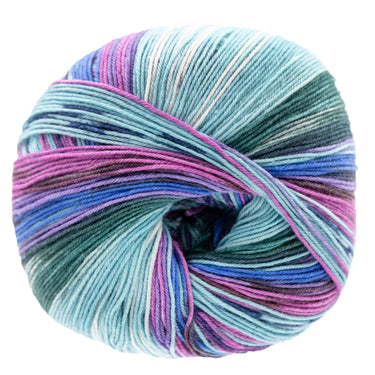 Lana Grossa Meilenweit 100 Seta Fiore Yarn - 3374 Blues/Purple/White/Pink/Brown/Grey/Dark Green