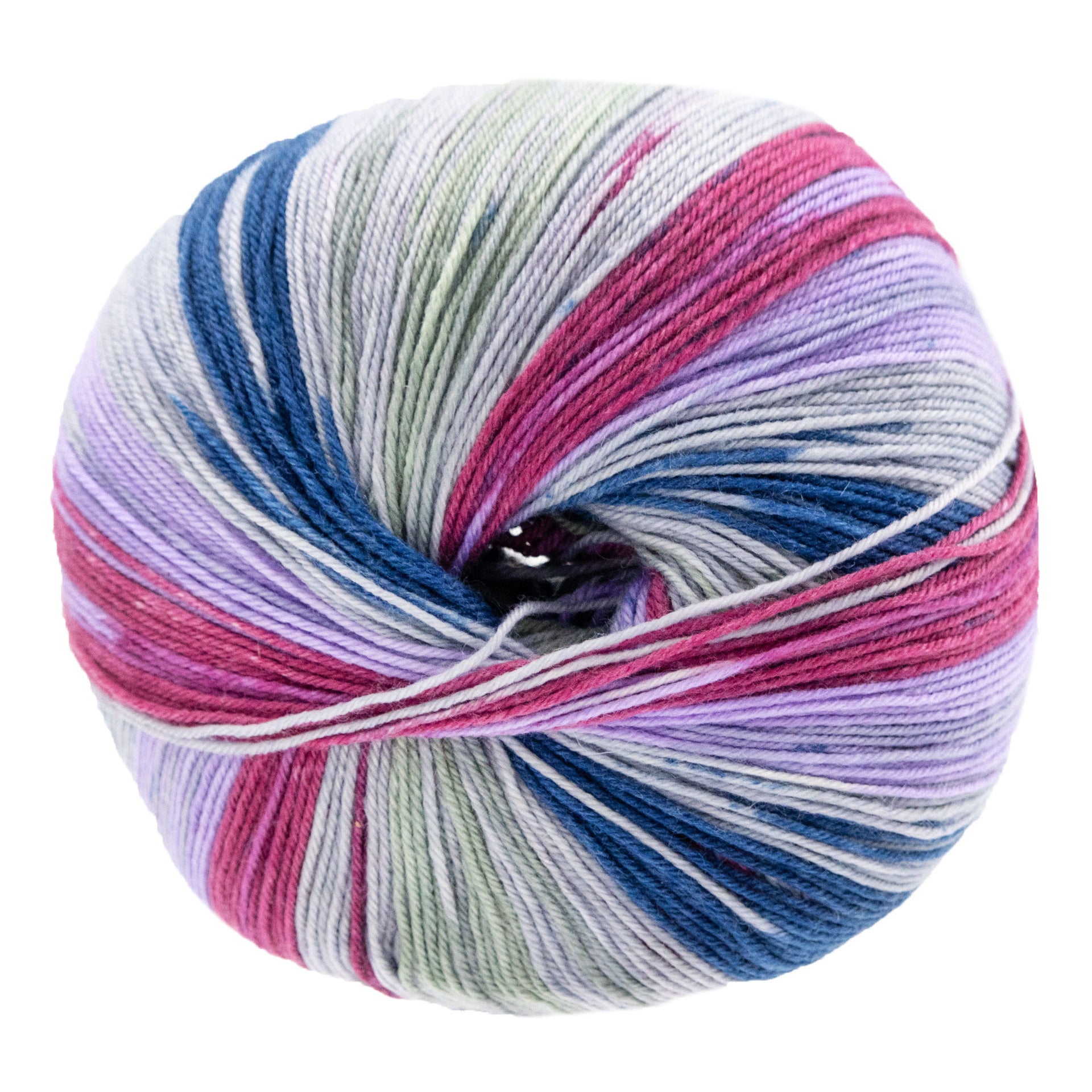 Lana Grossa Meilenweit 100 Seta Lampone Yarn - 3442 Grey/Fuchsia/Reseda Green/Navy/Lilac
