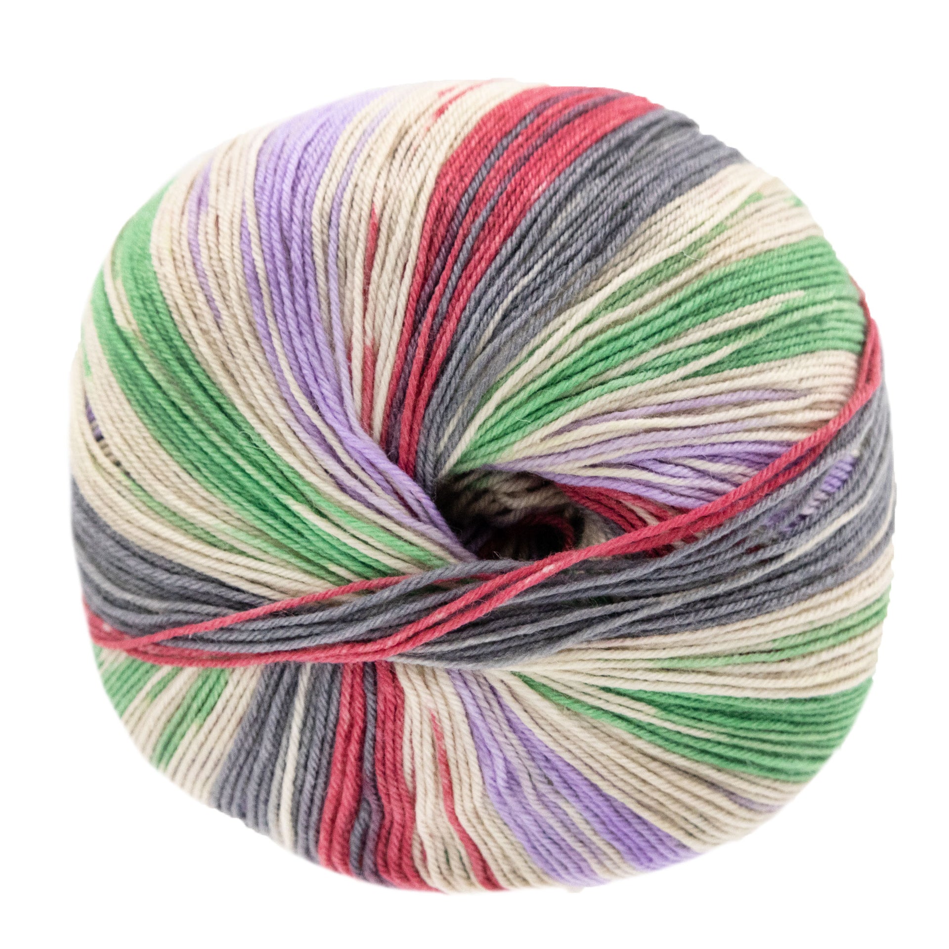 Lana Grossa Meilenweit 100 Seta Lampone Yarn - 3445 White/Purple/Grey Green/Dark Grey/Red/Bordeaux
