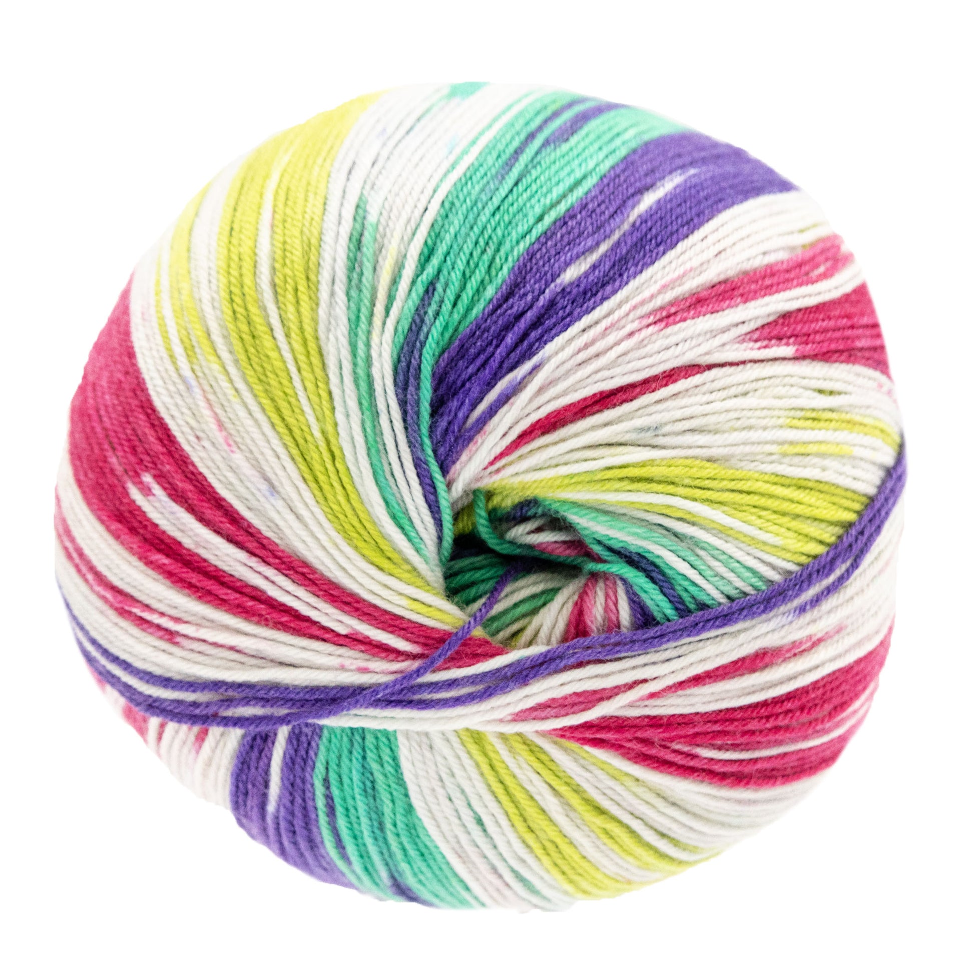 Lana Grossa Meilenweit 100 Seta Lampone Yarn - 3446 White/Jade/Petrol/Violet/Raspberry/Yellow Green
