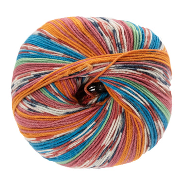 Lana Grossa Meilenweit 100 Seta Felicia Yarn - 3166 Greys/Ecru/Red/Flamingo/Jade/Blue/Orange