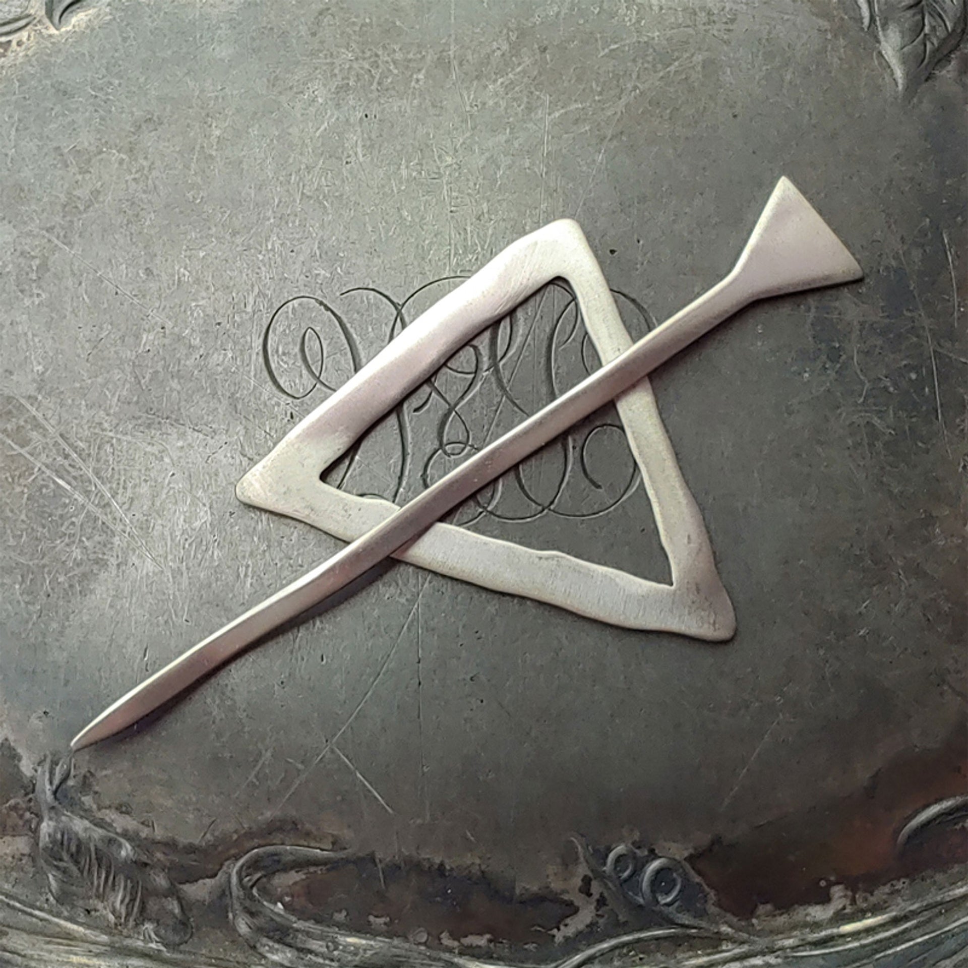 JUL Shawl Pins and Sticks - Midcentury Modern Triangle Pin
