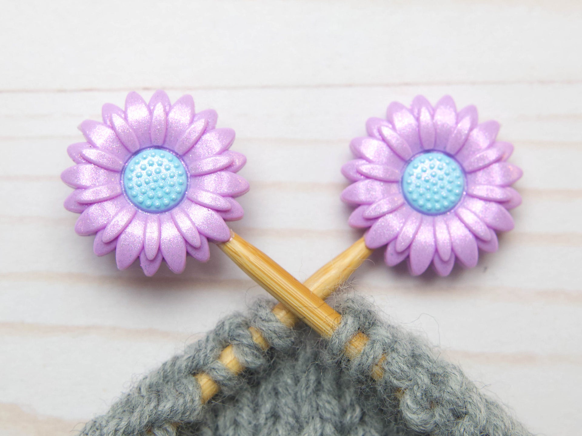 Fox & Pine Stitches Stitch Stoppers/ Point Protector - Purple Shimmer Daisy
