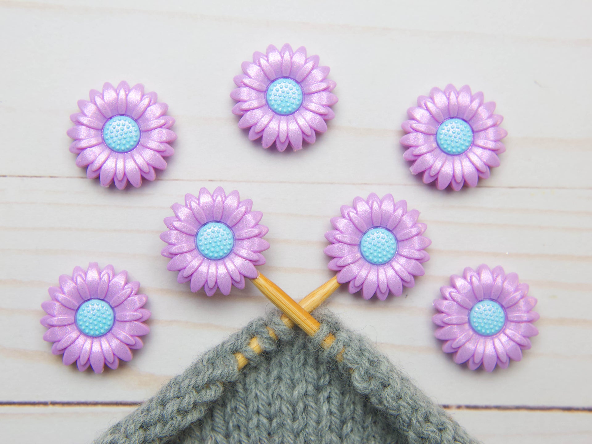Fox & Pine Stitches Stitch Stoppers/ Point Protector - Purple Shimmer Daisy
