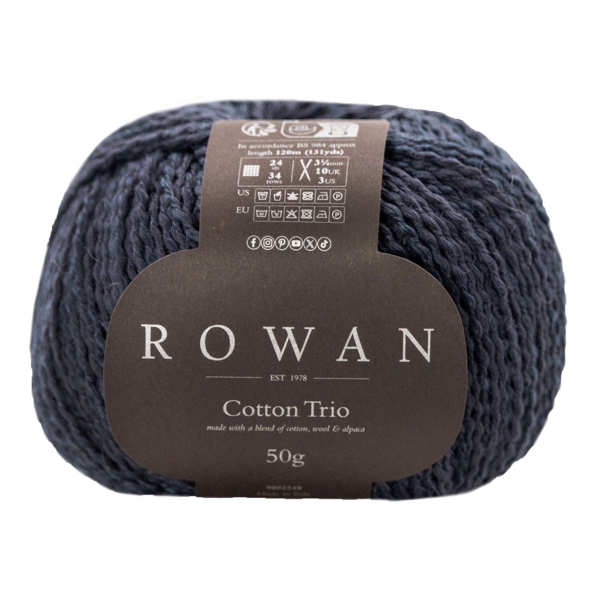 Rowan Cotton Trio Yarn - 119 Charcoal
