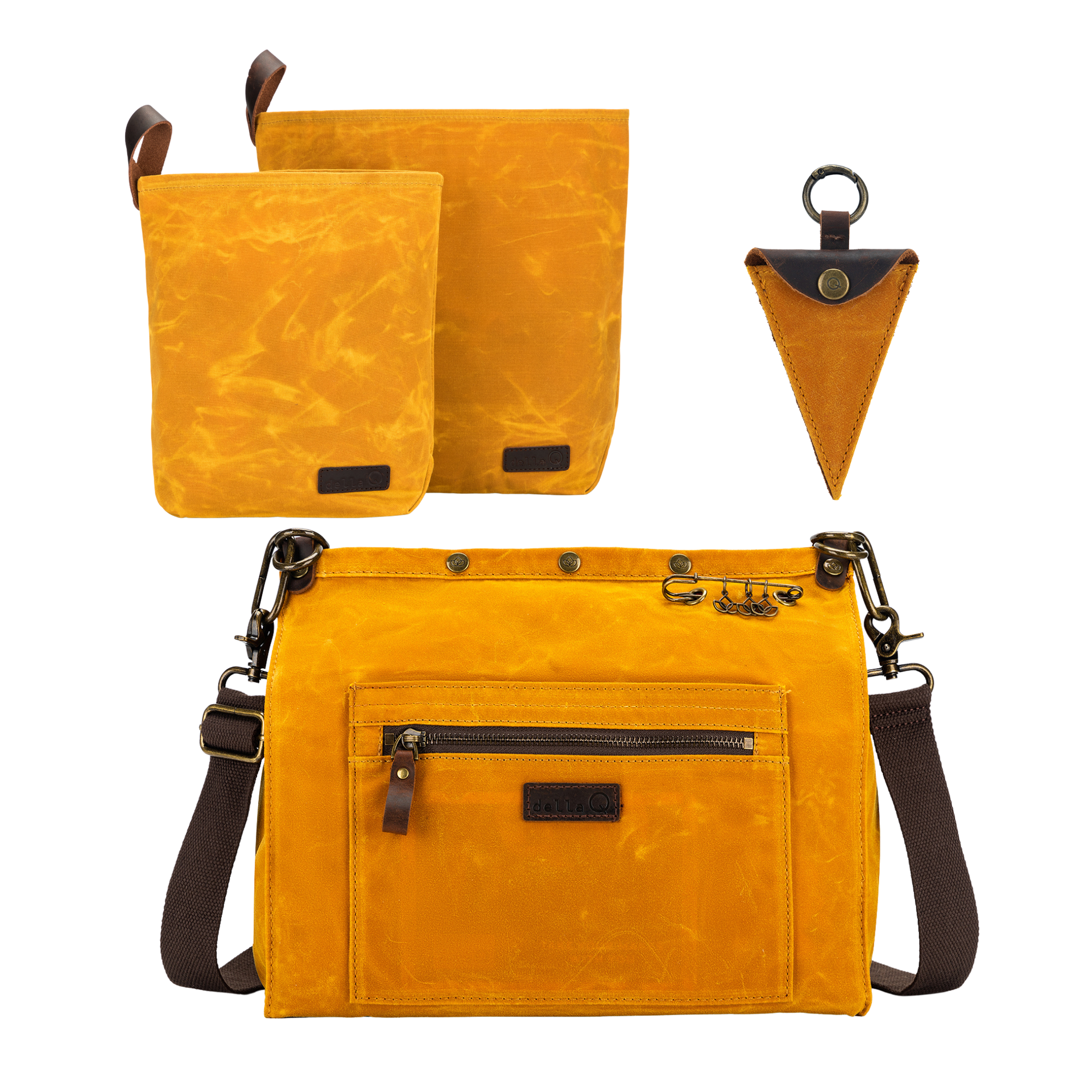 della Q Maker's Canvas Rucksack + Maker's Canvas Knit Sacks Bundle - Mustard
