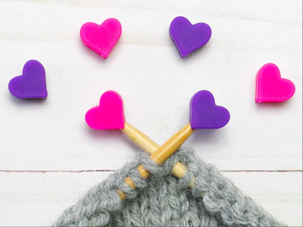 Fox & Pine Stitches Stitch Stoppers/ Point Protector - Pink & Purple Hearts (Set of 6)
