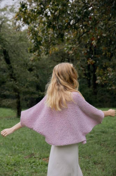 Lana Grossa Natural Knits 01 Patterns - 22 Cropped Cape-Sleeve Cardigan - PDF Download
