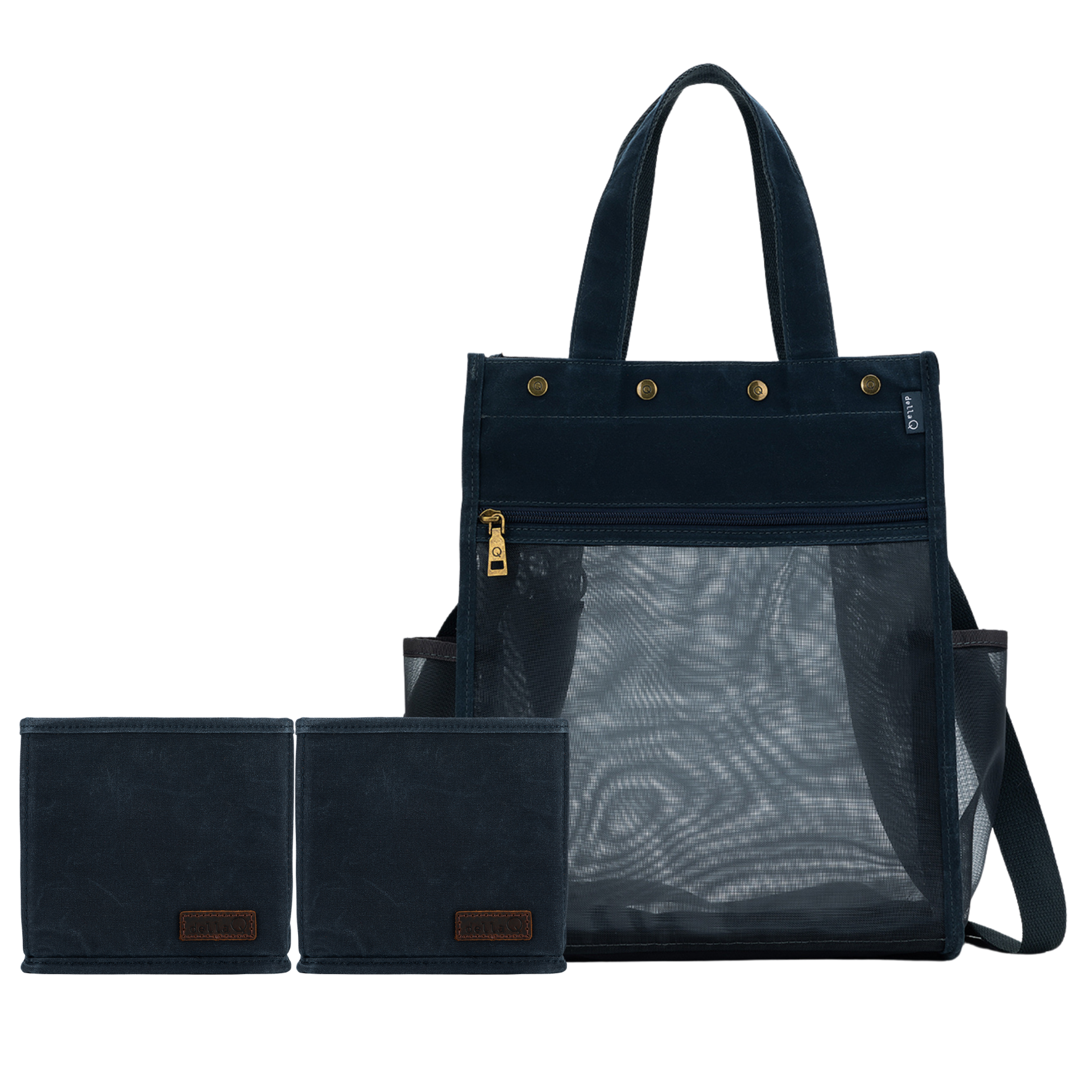 della Q Maker's Tall Mesh Tote + Maker's Canvas Cubbies Bundle - Blue
