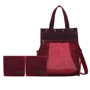 della Q Maker's Tall Mesh Tote + Maker's Canvas Cubbies Bundle - Red