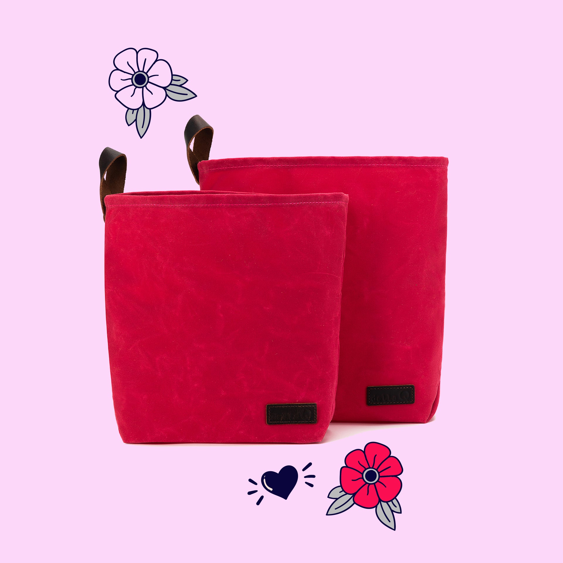 della Q Maker's Canvas Knit Sacks (Set of 2) - Vivid Rose
