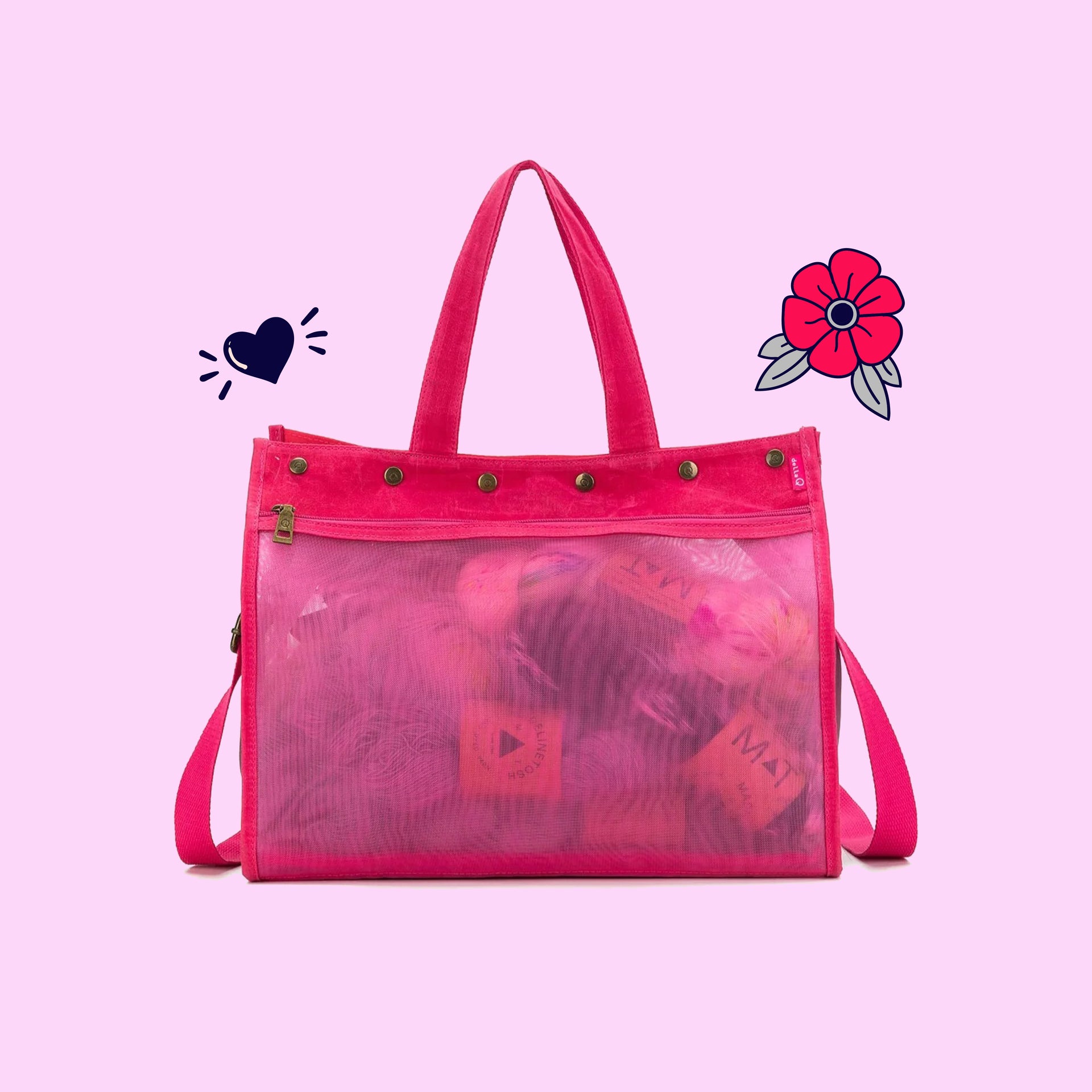 della Q Maker's Mesh Tote - TL Yarncrafts - Vivid Rose
