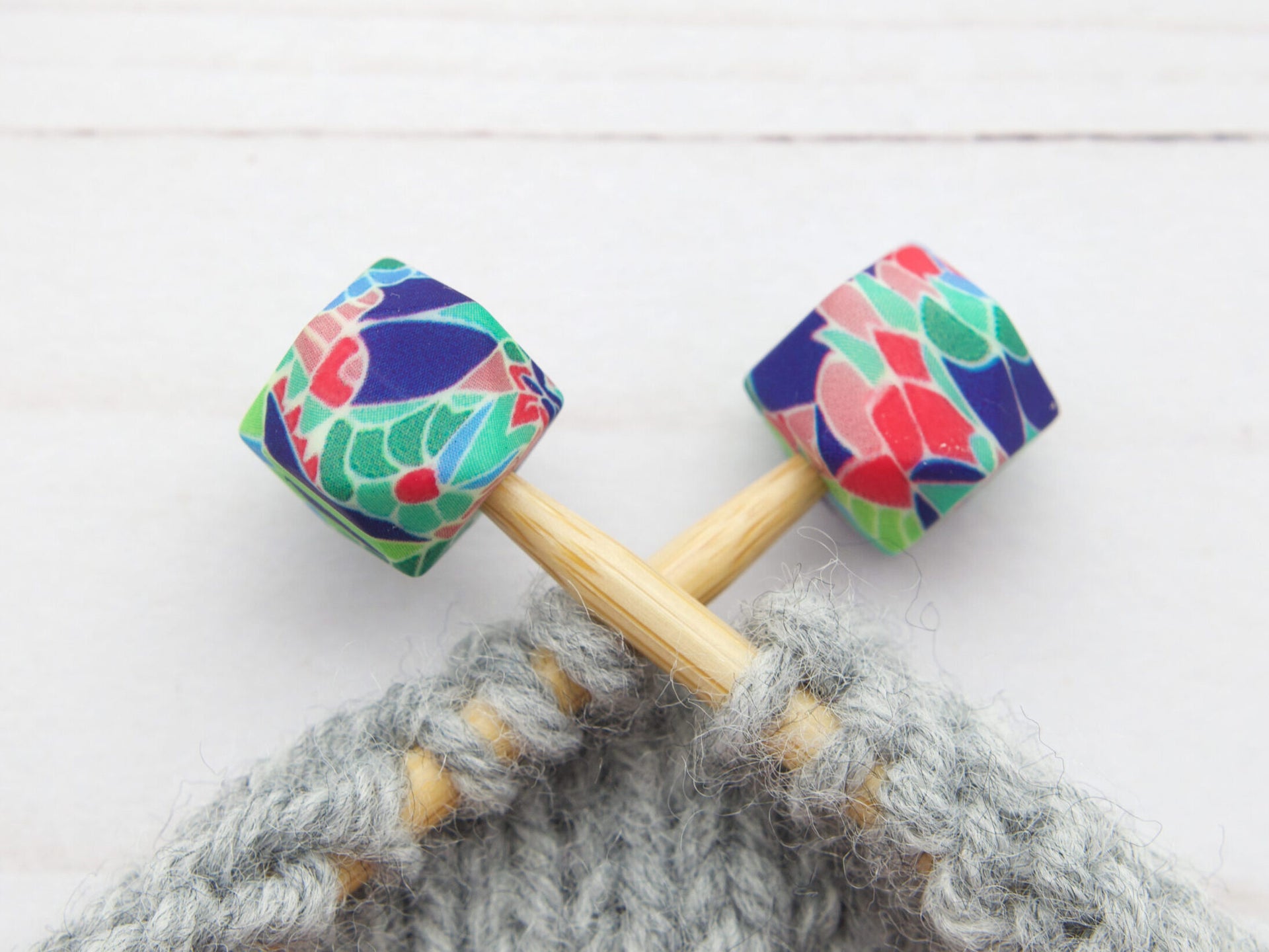 Fox & Pine Stitches Stitch Stoppers/  Point Protector - Blue Botanical Hexagon
