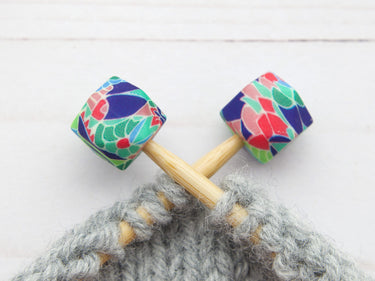 Fox & Pine Stitches Stitch Stoppers/  Point Protector - Blue Botanical Hexagon