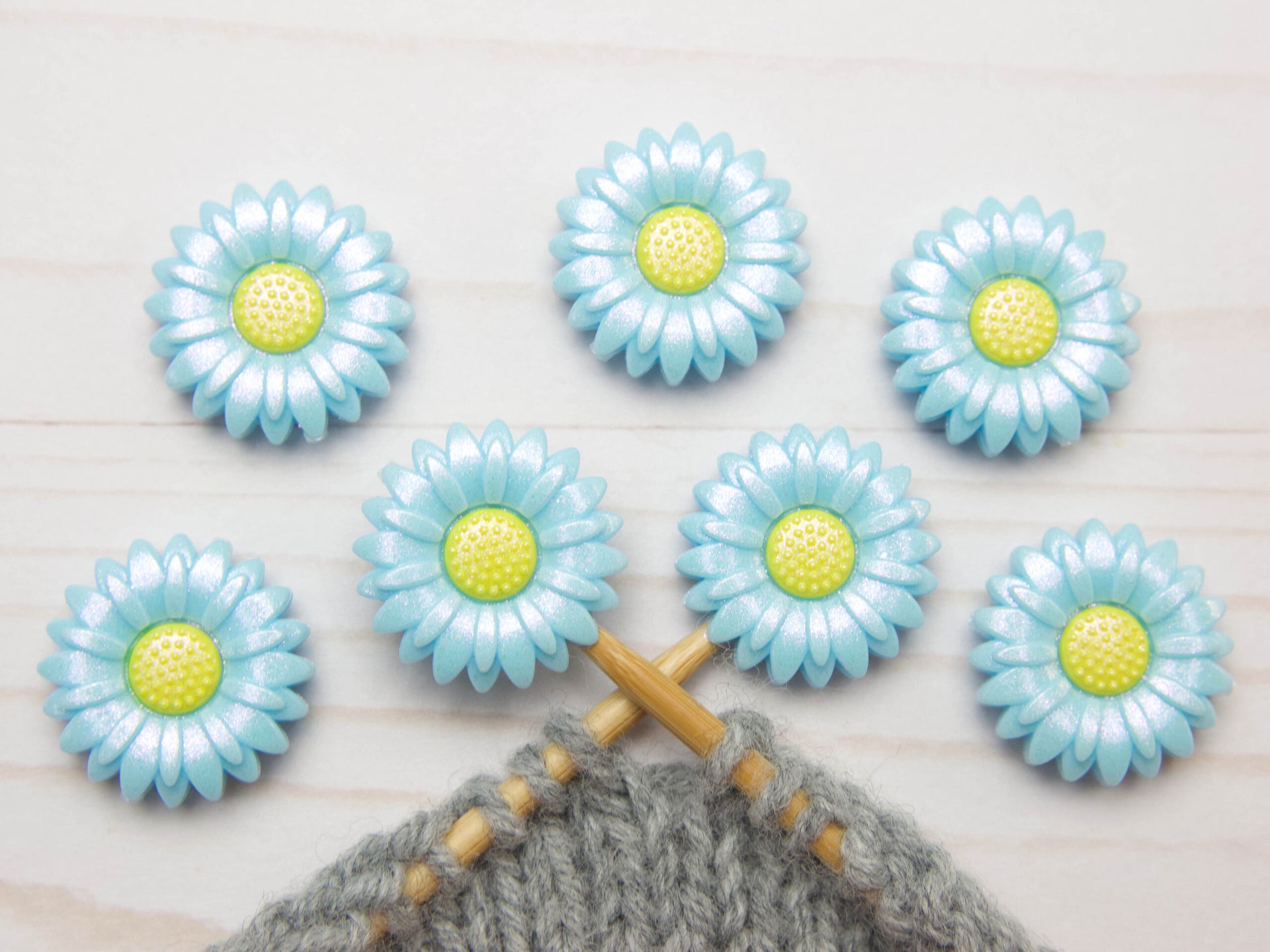 Fox & Pine Stitches Stitch Stoppers/  Point Protector - Shimmer Daisy - Blue
