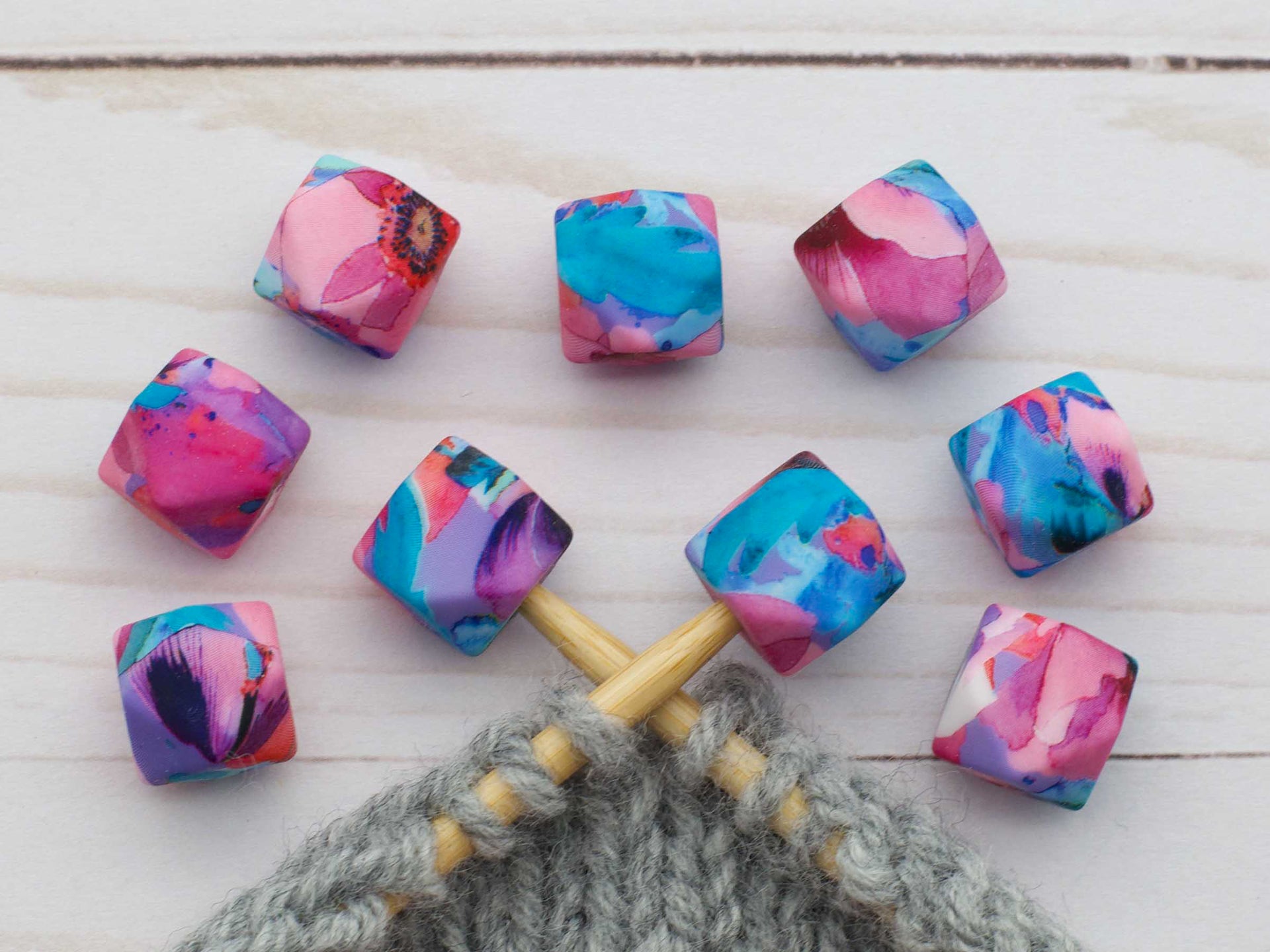 Fox & Pine Stitches Stitch Stoppers/ Point Protector - Bright Floral Hexagon
