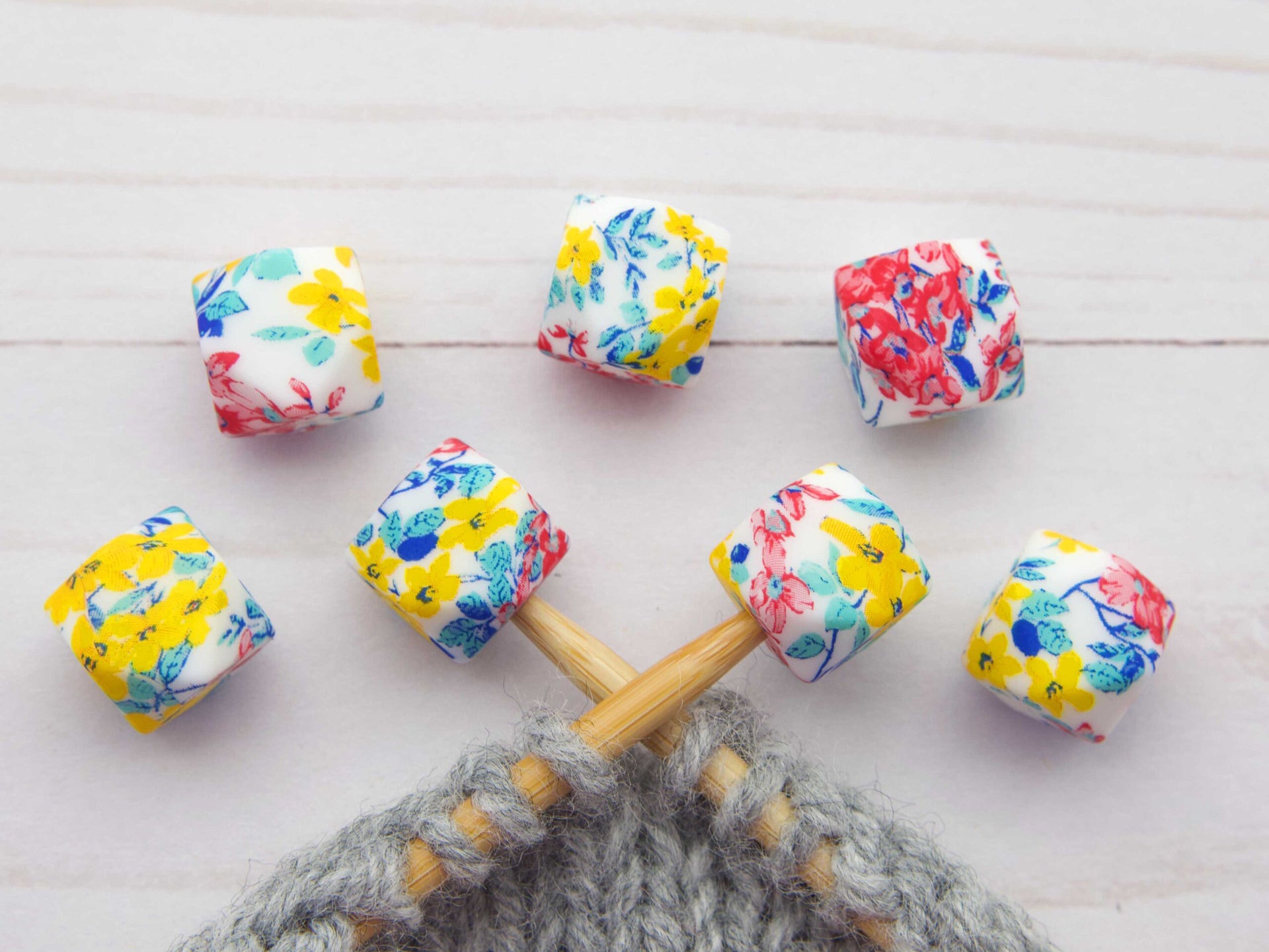 Fox & Pine Stitches Stitch Stoppers/ Point Protector - Cheerful Flowers Hexagon
