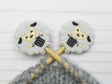 Fox & Pine Stitches Stitch Stoppers/  Point Protector - Grey Knitting Sheep