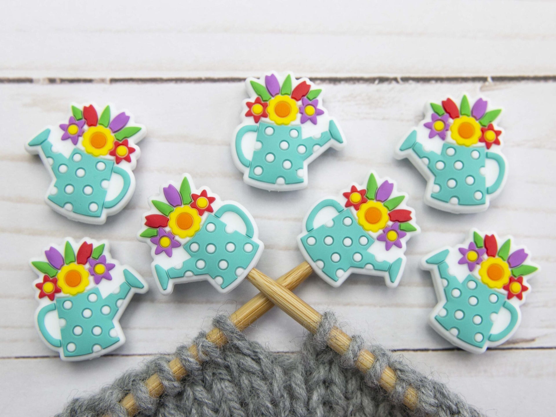 Fox & Pine Stitches Stitch Stoppers/  Point Protector - Teal Watering Can
